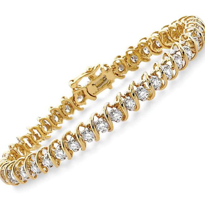 14K Yellow Gold Diamond Tennis Bracelet for Women - Elegant & Dainty Stackable Bracelet for Everyday Wear, Special Occasions & Gifts