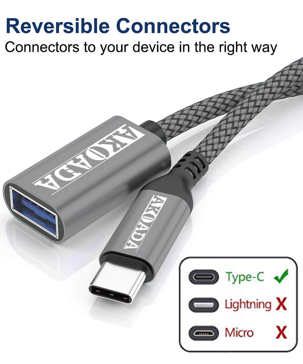USB C to USB 3.0 Adapter Cable - 3.3ft Type C Male to USB A Female OTG Converter for iPhone 13-16 Pro Max, iPad Pro, MacBook Pro/Air 2023, Samsung Galaxy S24/S23 - Fast Data Transfer & Charging for Laptop, Phone, Tablet, Camera