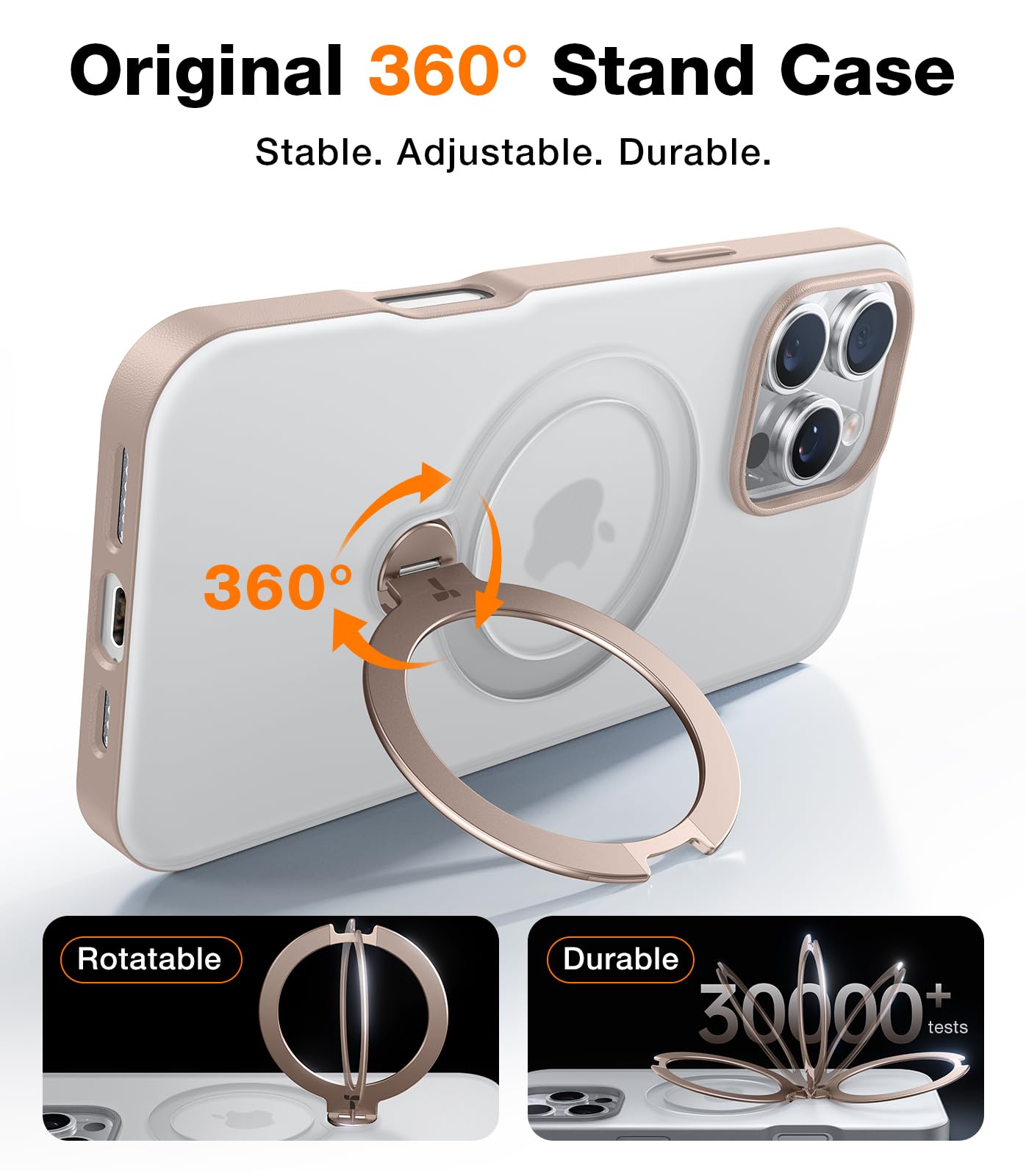 TORRAS 360° Rotating Magnetic Stand Case for iPhone 16 Pro Max | Military-Grade 12FT Drop Protection | Magsafe Compatible | Desert Titanium Color | Perfect for Work, Travel & Everyday Use (6.9 inch)