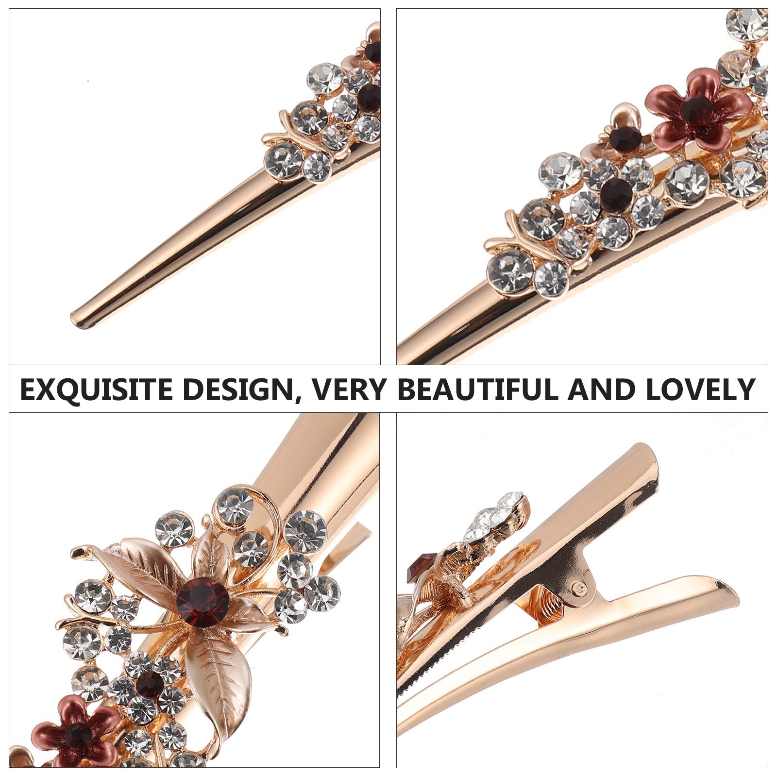 Rhinestone Alligator Hair Clips for Women - Shiny Crocodile Hair Barrettes, French Bride Metal Styling Teeth Clips - Perfect for Weddings, Parties & Everyday Hair Accessories
