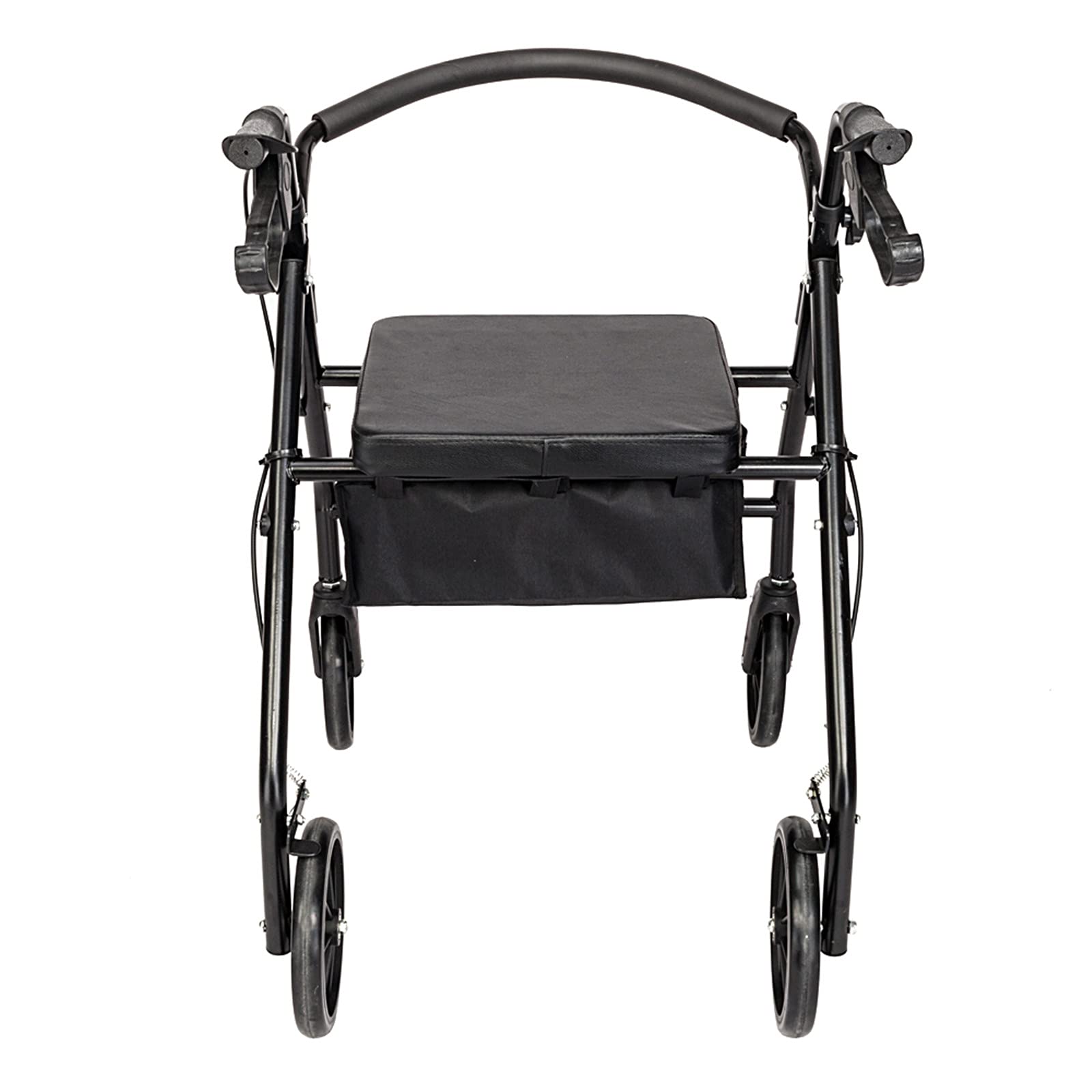 GT2-LC Steel Walker with Wheels - Lightweight & Adjustable Mobility Aid for Seniors & Adults - Black - Ideal for Indoor & Outdoor Use, Travel, and Rehabilitation