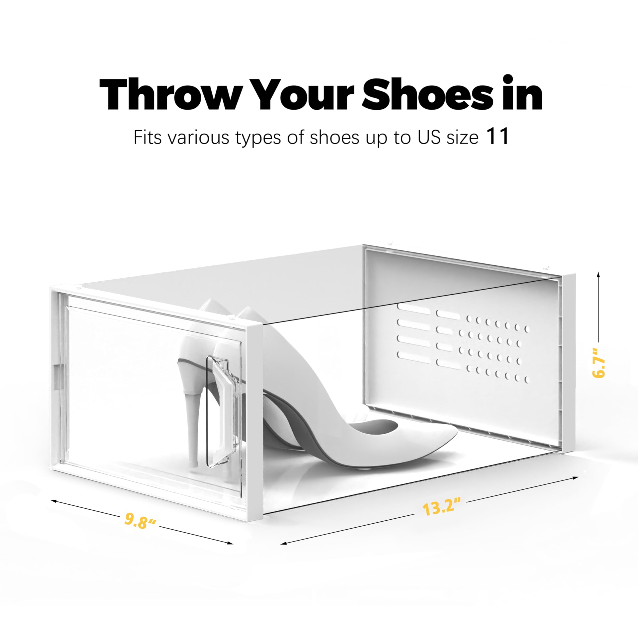 SEE SPRING X-Large Clear Plastic Shoe Storage Box - Fits Size 11 Shoes, Stackable Shoe Organizer for Closet & Entryway, Space-Saving Sneaker Rack Containers for Under Bed Storage (12-Pack) - Perfect for Organizing Shoes in Small Spaces, Dorm Rooms, and Apartment Living