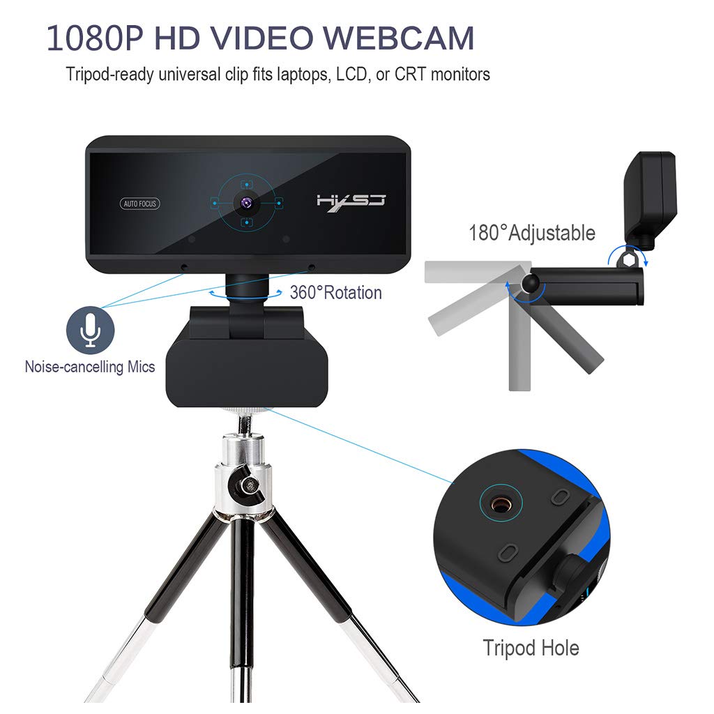 HOOLRZI 1080P HD Webcam with Built-in Microphone, USB Plug & Play Computer Camera for PC/Mac/Laptop - Perfect for Live Streaming, Video Conferencing, Online Classes & Zoom Meetings