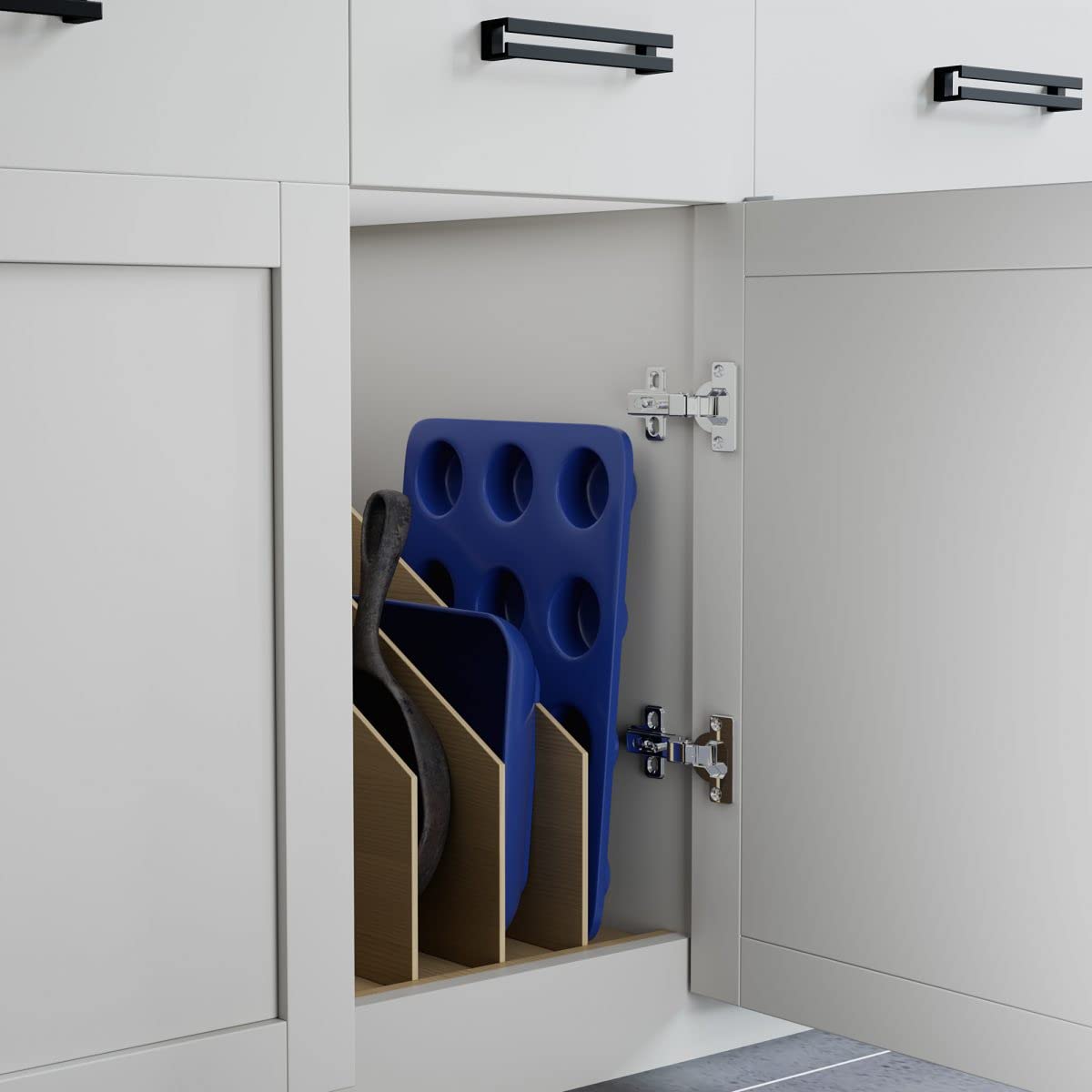 Dowell 4007 TD3 15-Inch Wooden Cabinet Organizer - Vertical Tray Divider for Kitchen Storage | Perfect for Spice Racks, Utensil Holders & Pantry Organization