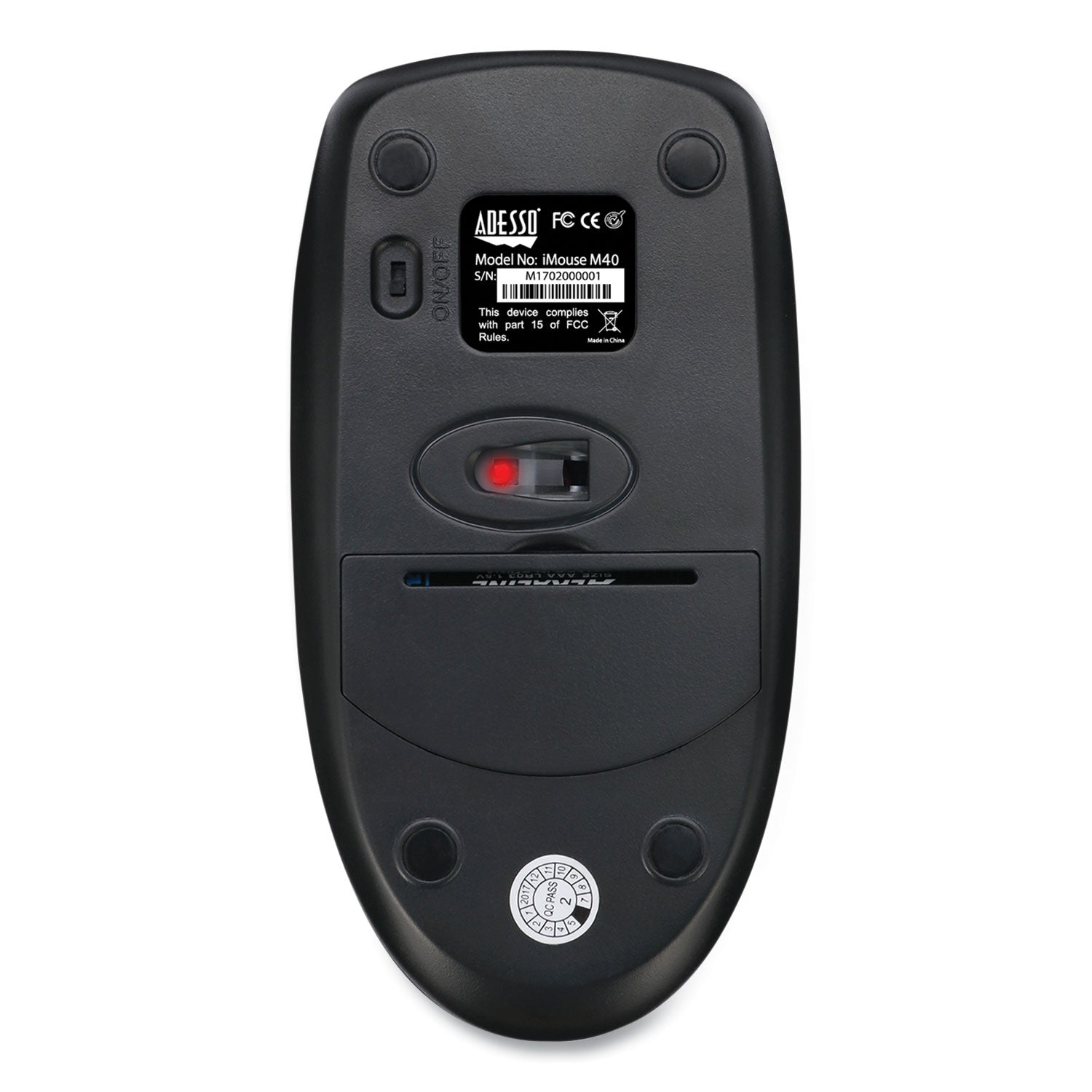 Adesso Imouse M60 Antimicrobial Wireless Mouse - 2.4GHz Wireless with 30ft Range, Ergonomic Ambidextrous Design for Left/Right Hand Use, Black | Perfect for Office, Home & Gaming Setup