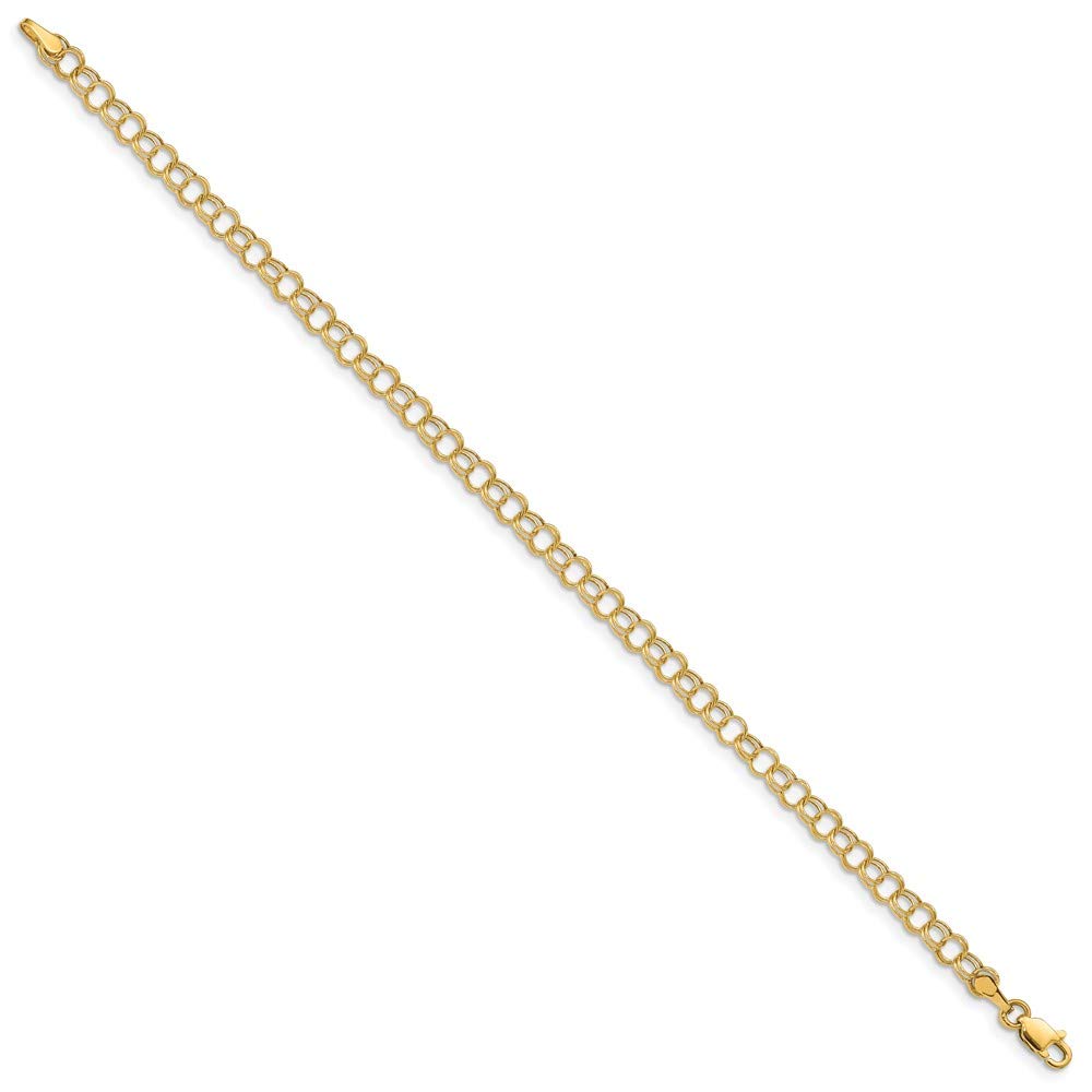 14K Yellow Gold Hollow Double Link Charm Bracelet for Women - Elegant Fine Jewelry Gift for Her - Perfect for Birthdays, Anniversaries & Special Occasions