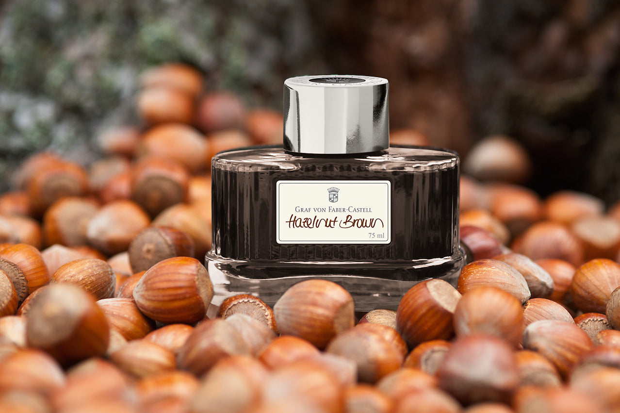 Graf von Faber Castell Hazelnut Brown Bottled Ink - 75 mL Premium Fountain Pen Ink for Calligraphy, Writing & Art - Ideal for Journals, Letters & Creative Projects