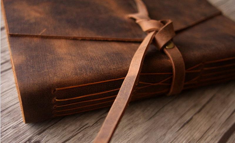 Handmade Personalized Leather Photo Album - Custom Engraved Memory Book for Wedding, Baby & Travel Scrapbooking - Perfect Gift for Anniversaries & Special Occasions