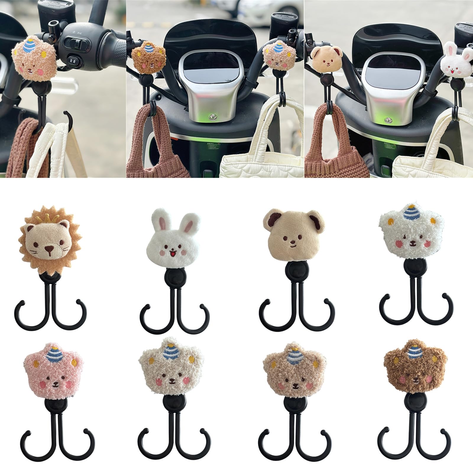 Cartoon Animal Double Hook for Diaper Bags & Shopping Bags - Baby Stroller Organizer Clip for Prams, Car Seats & Grocery Carts - Perfect for Diaper Storage, Shopping Trips & On-the-Go Organization