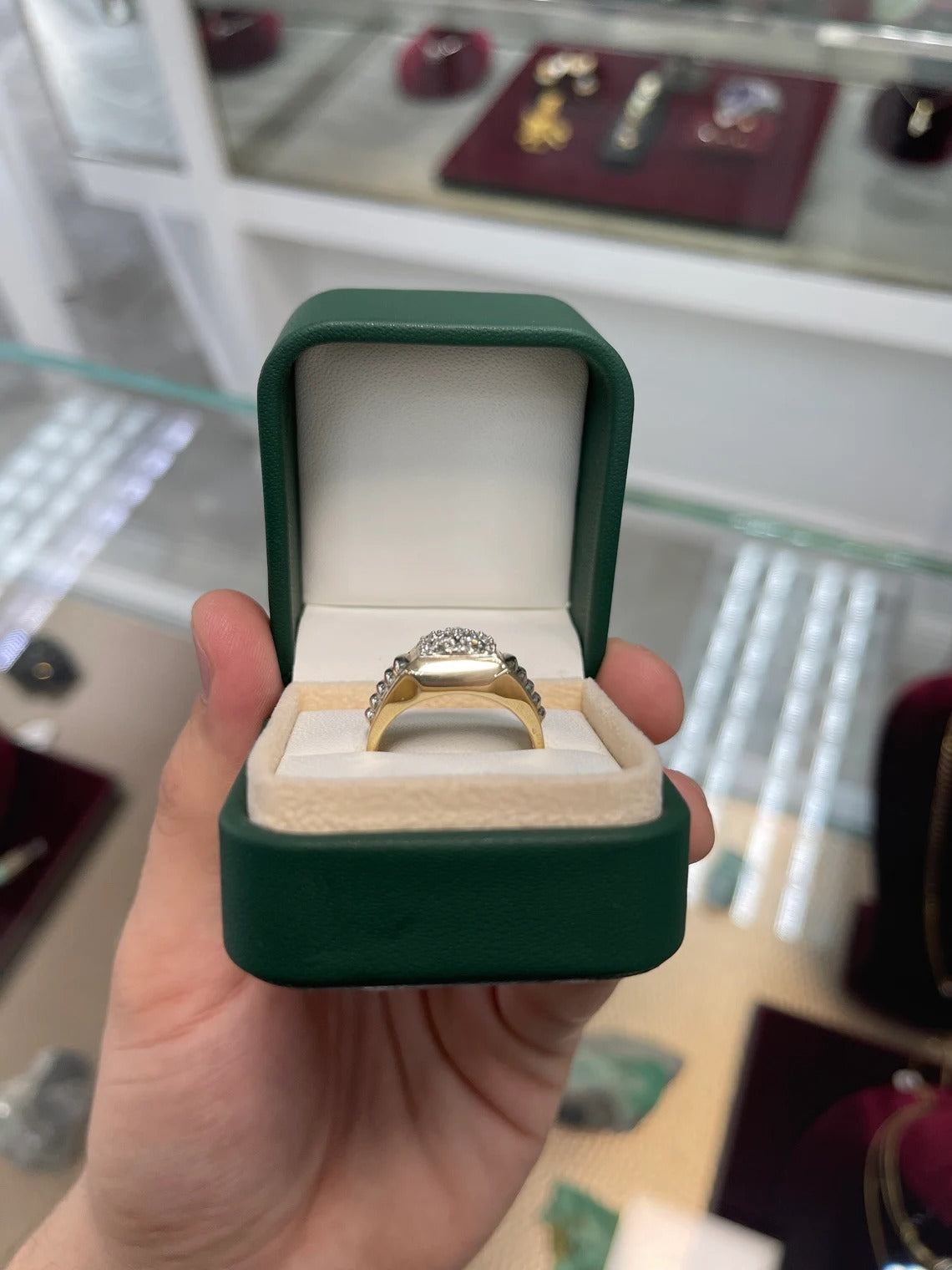 14K Two-Tone Men's Diamond Cluster Ring - 0.25 Carats, Adjustable Size for Comfort - Perfect for Weddings, Anniversaries & Special Occasions