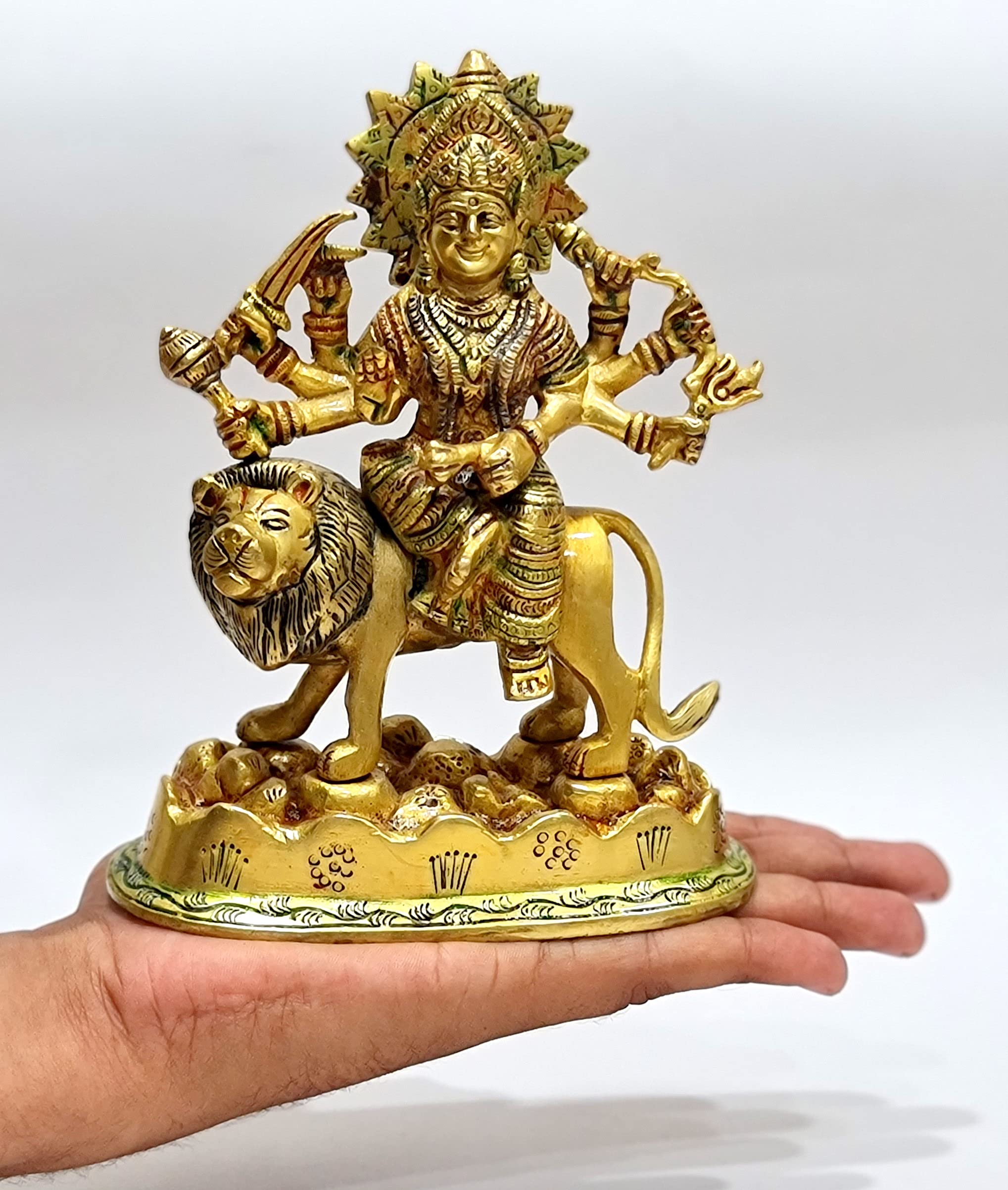 eSplanade Brass Maa Durga Statue - 6.5 Inch Hindu Goddess Idol for Home Mandir Pooja & Spiritual Decor - Perfect for Diwali, Navratri & Daily Worship