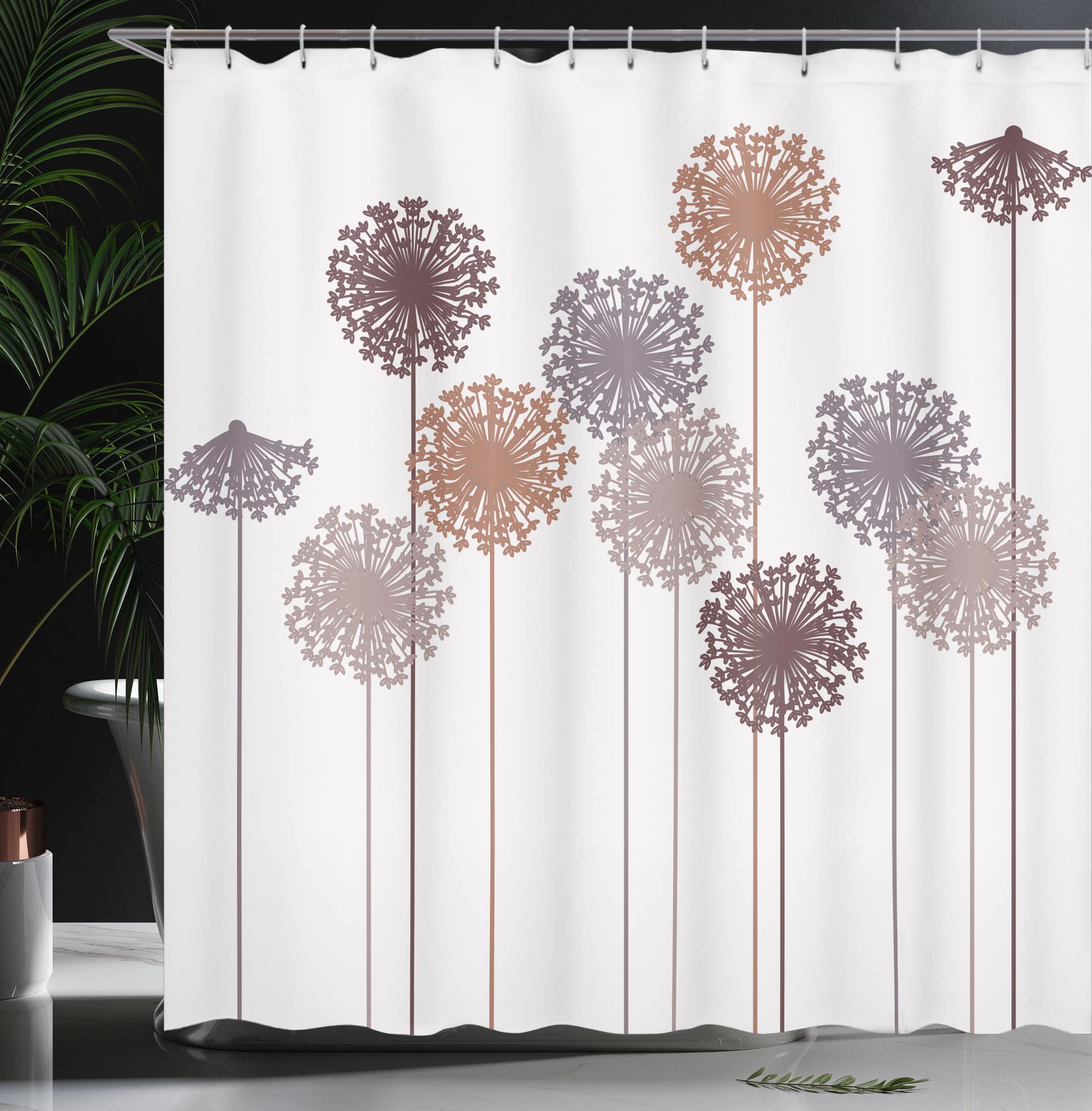 Ambesonne Dandelion Shower Curtain - Abstract Wildflower Silhouette Design, Botanical Meadow Inspired Summer Bathroom Decor, 69