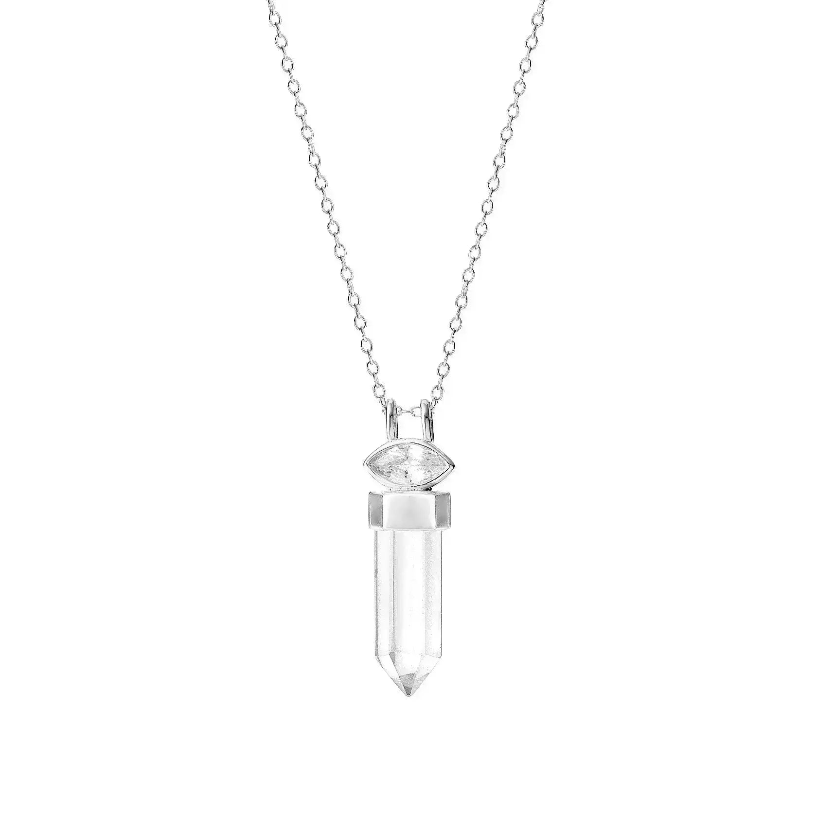 Clear Quartz Crystal Mini Eye Pendant Necklace - Healing Stone Jewelry for Women, Chakra Balancing & Spiritual Protection - Perfect for Meditation, Yoga & Everyday Wear