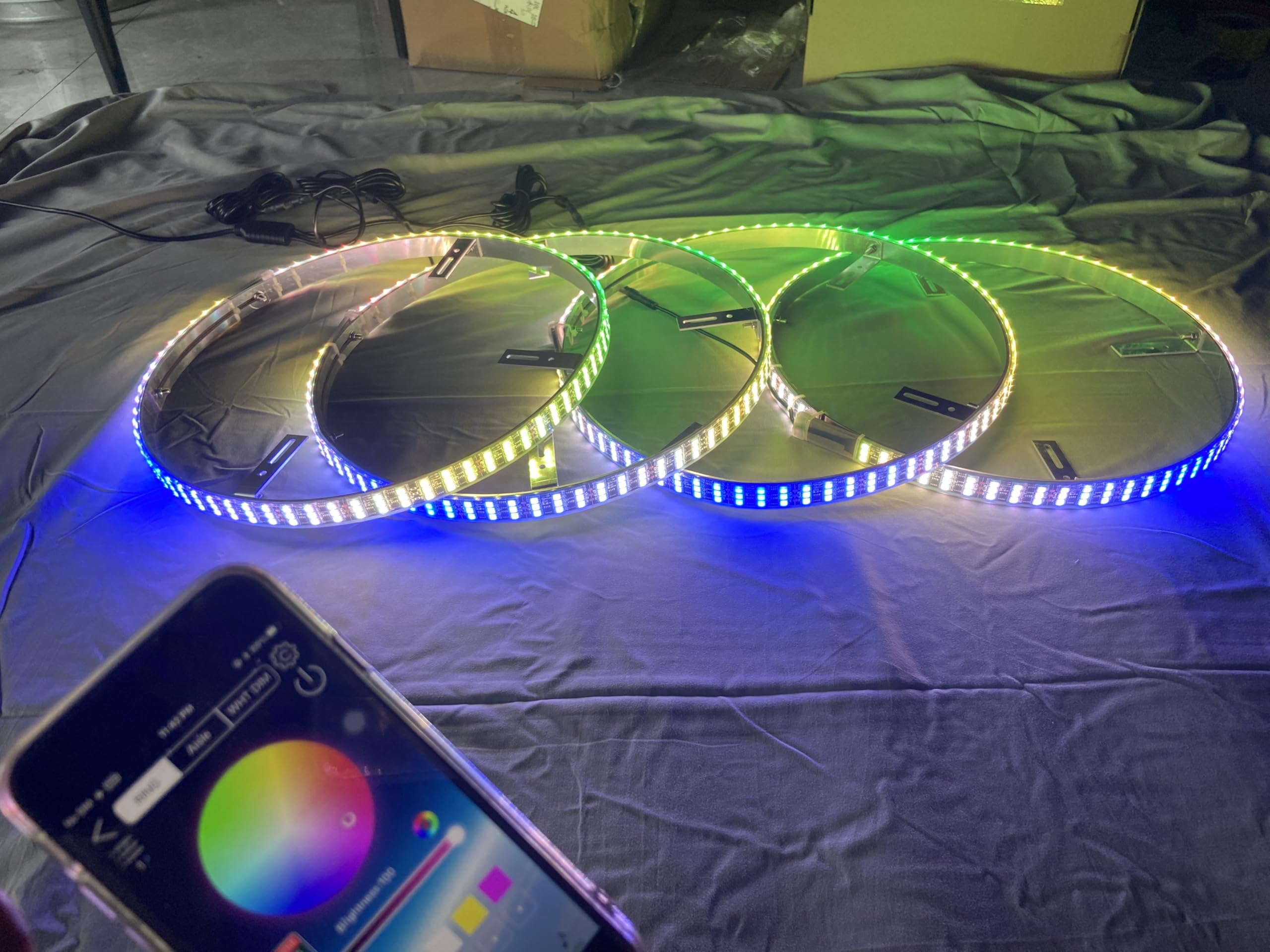 Bluetooth & Remote Control Triple Row LED Wheel Rim Lights - 4PCS 15.5