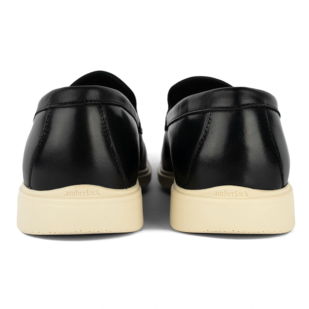 Premium Genuine Leather Loafers for Men - Obsidian & Cream Color - Comfortable Slip-On Shoes for Casual Wear, Office & Travel