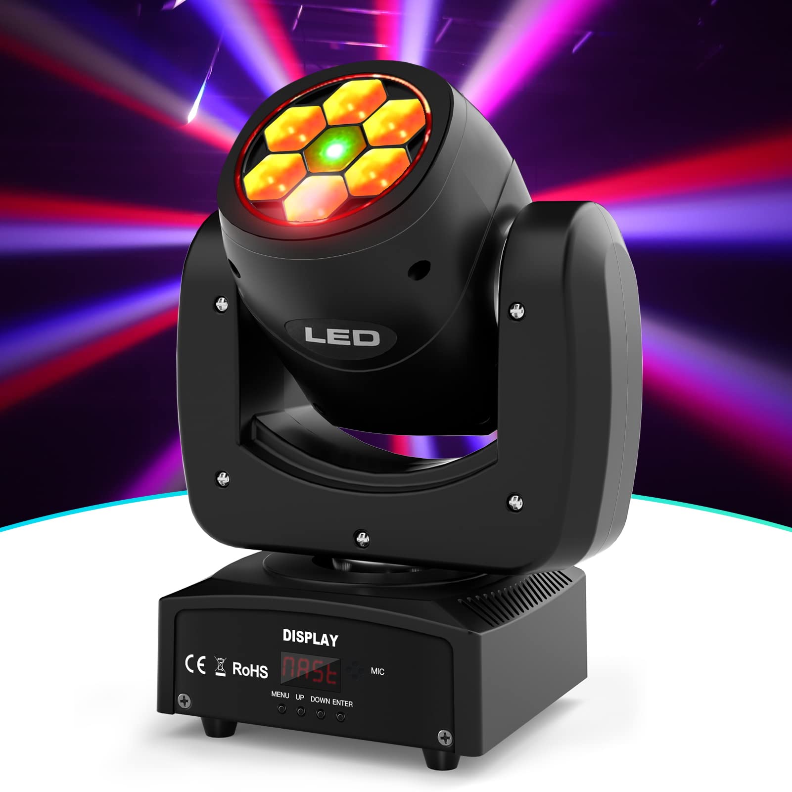 HOLDLAMP 6x10W RGBW LED Moving Head DJ Lights - Bee Eye Stage Lighting with Colorful Beam Effects for KTV, Rave, Disco, and Nightclub Events | Perfect for Stage Shows, Dance Floors, and Live Performances