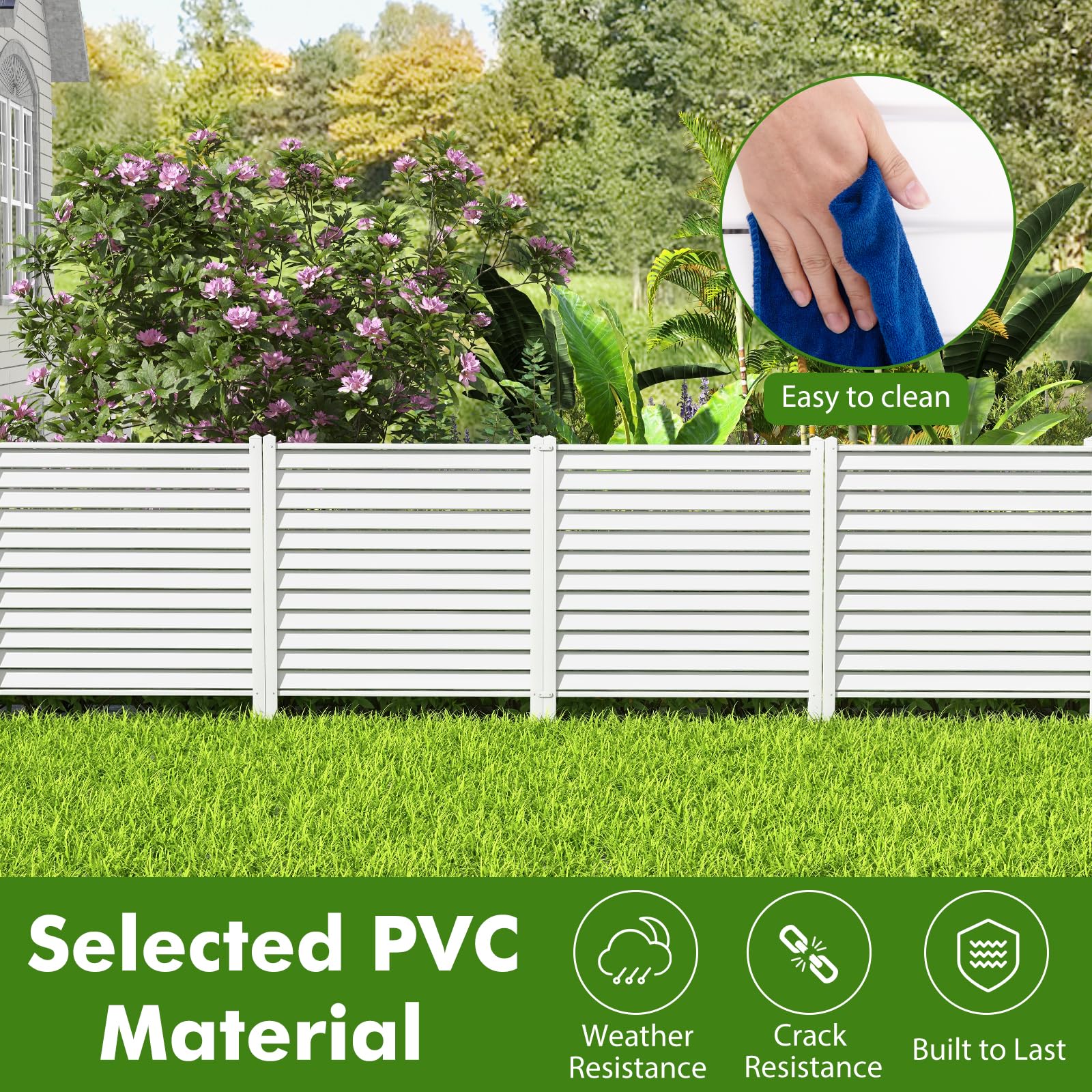 Happygrill 2-Panel PVC Vinyl Air Conditioner Fence - 44