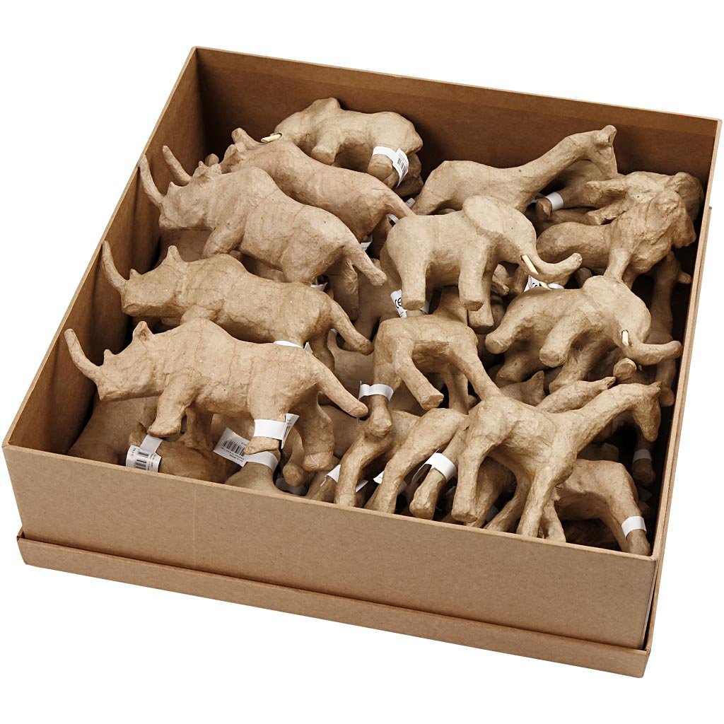 Handmade Brown Paper Mache Animals - 14.6
