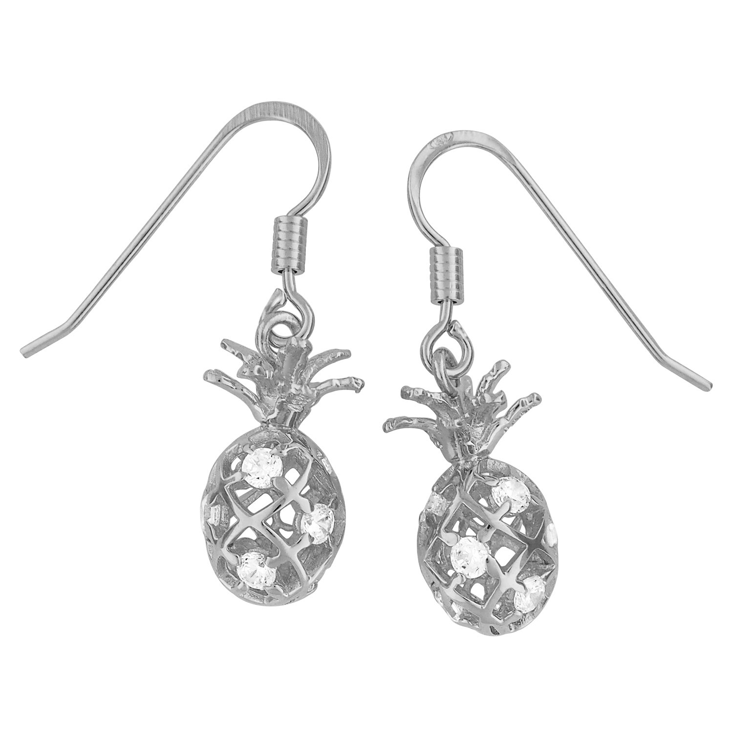 Sterling Silver Pineapple Dangle Earrings for Women - Trendy Summer Jewelry Gift for Beach Vacation & Tropical Party