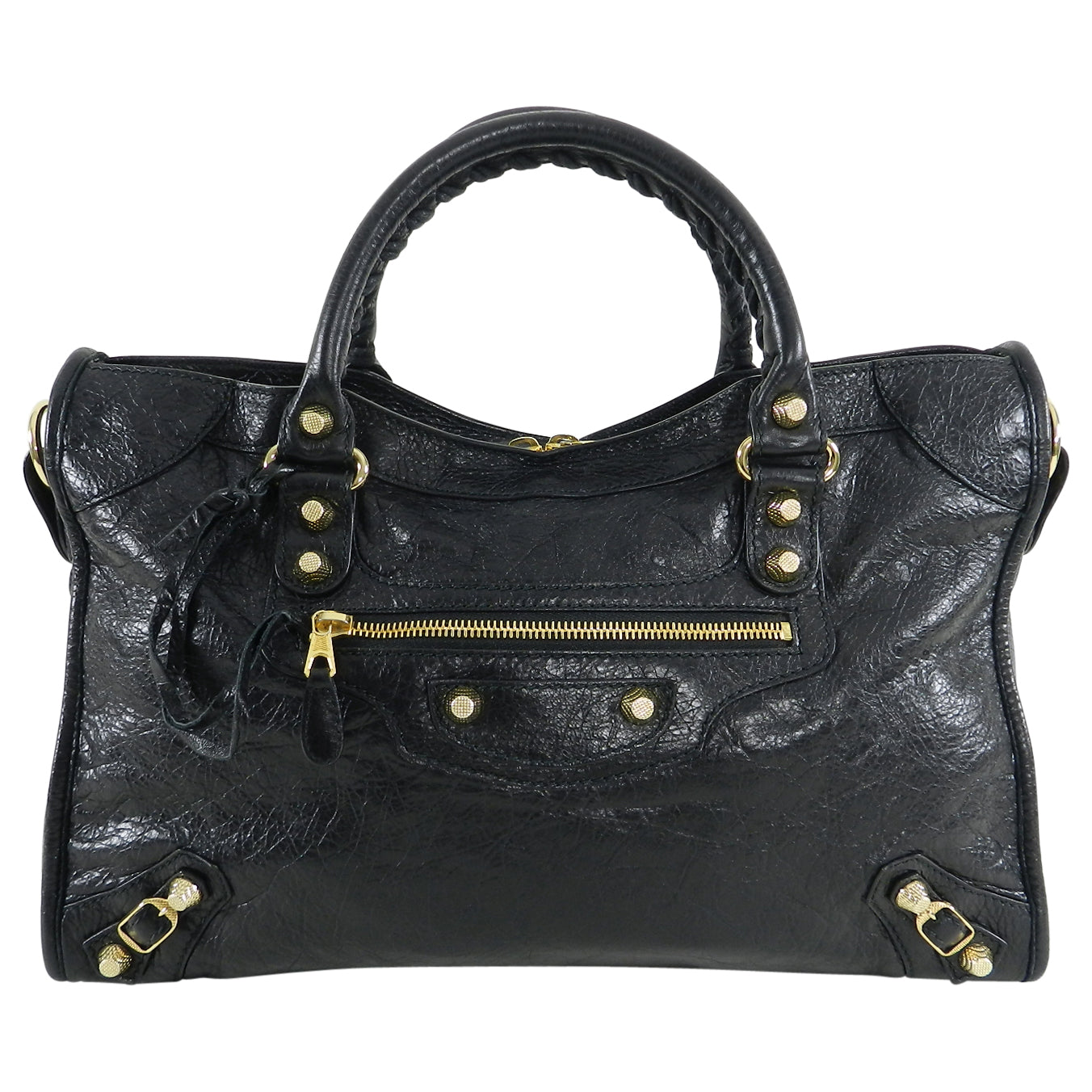 Balenciaga Black City Gold Hardware Motorcycle Bag - Luxury Designer Handbag for Women, Perfect for Daily Use, Travel & Night Out