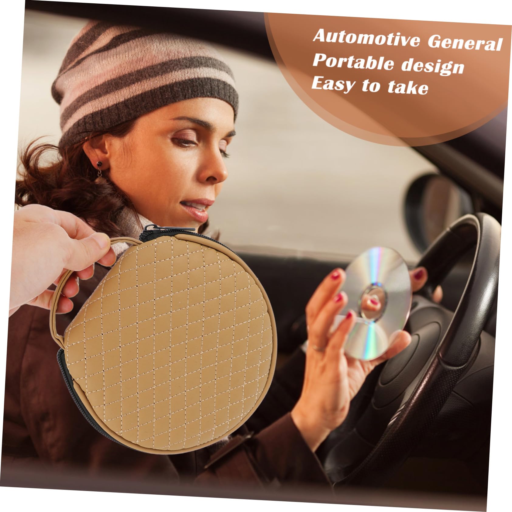 Premium Leather Embroidered CD Storage Bag - Organize Your Music Collection at Home & in Car - Perfect for Travel, Office & Gift Giving