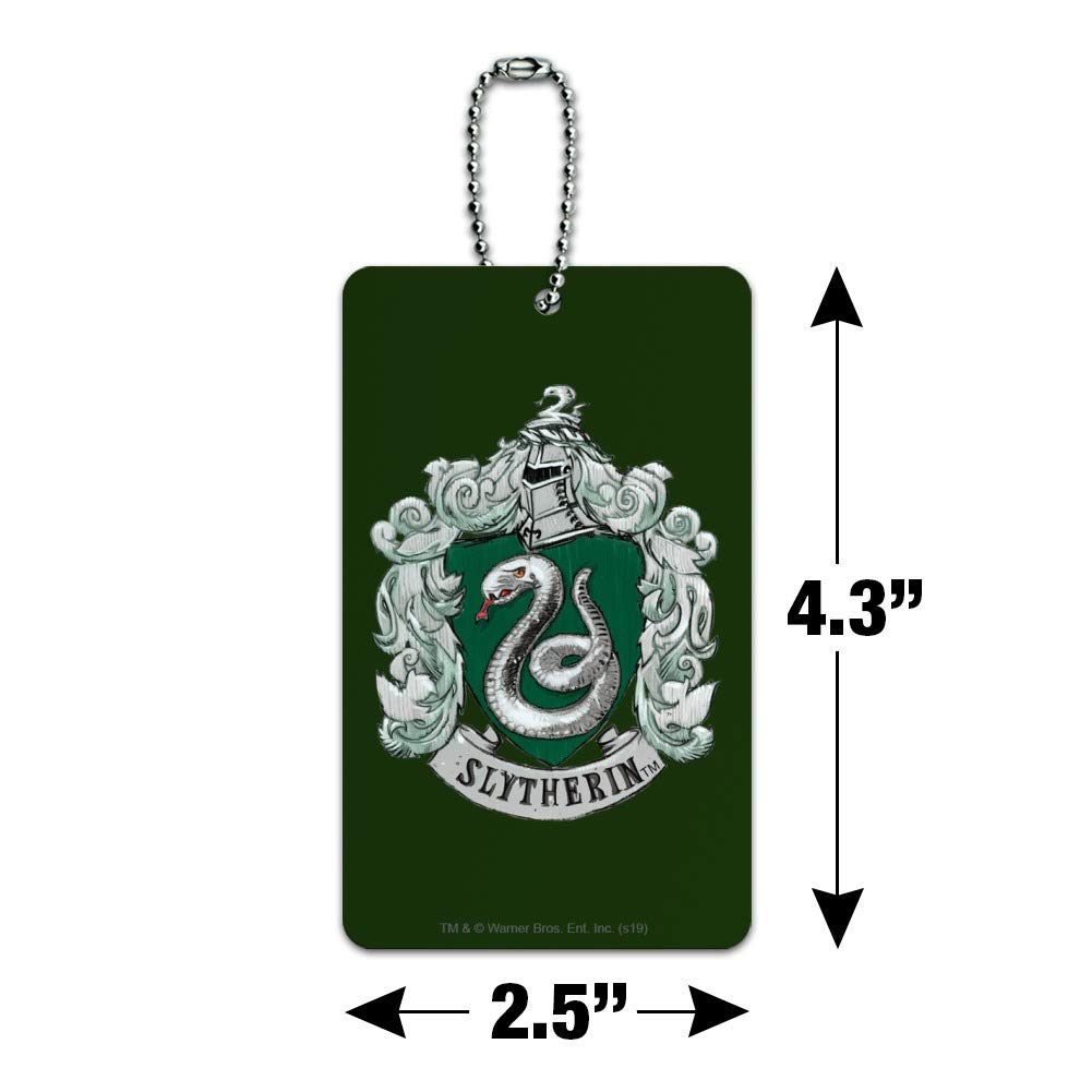 Harry Potter Slytherin Painted Crest Luggage Tag - Durable Suitcase ID Tag for Carry-On Bags - Perfect for Travel, Cosplay, and Harry Potter Fans