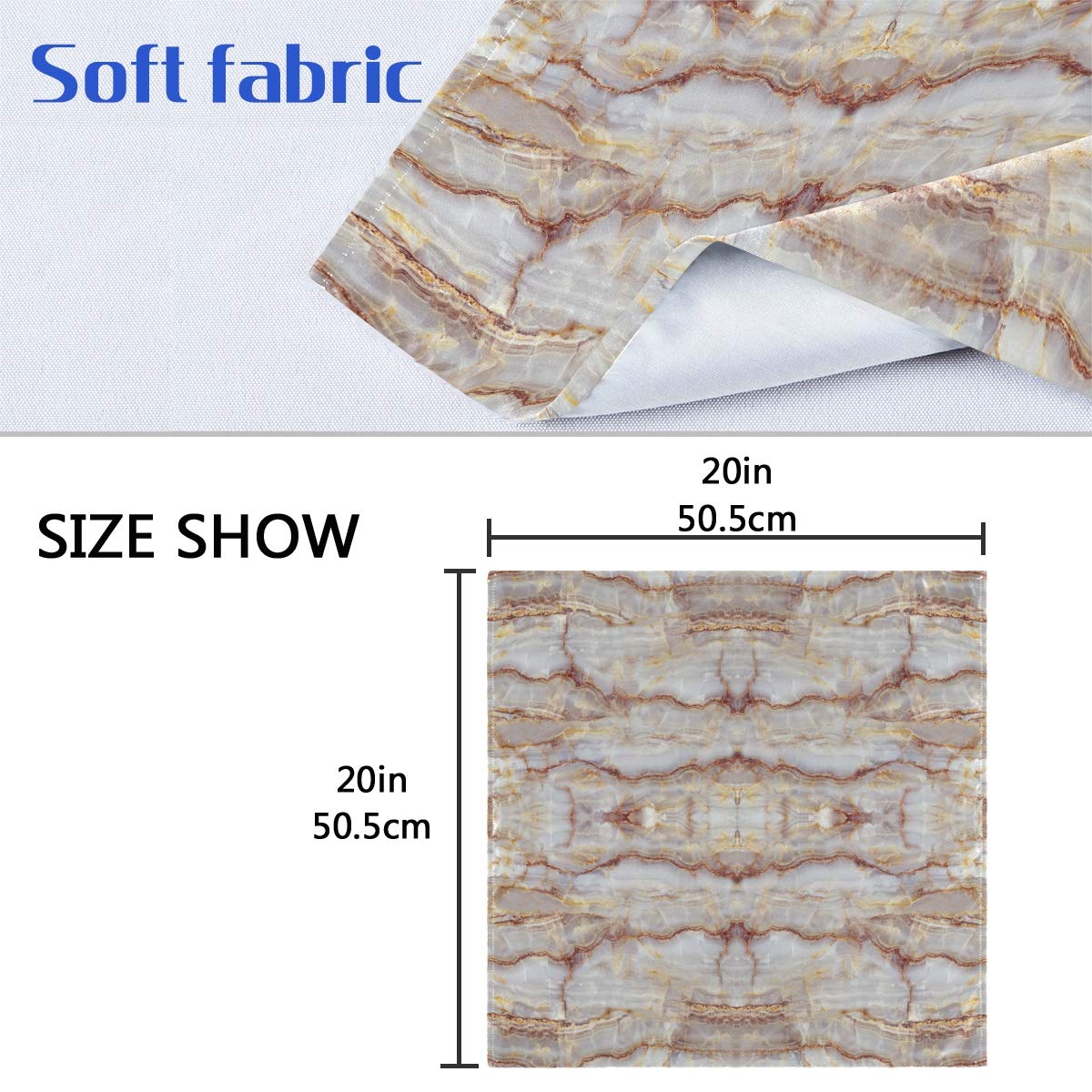 ALAZA 6-Pack Brown Marble Cloth Napkins - Reusable Polyester Fabric Dinner Napkins for Cocktail Party, Holiday, Wedding & Home Decor - Elegant Table Setting Accessories