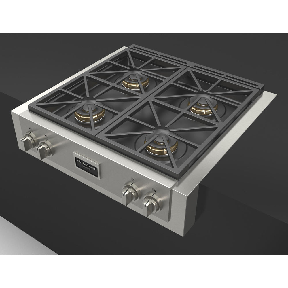 Fulgor Milano 30-Inch 600 Professional Series All Gas Rangetop - Stainless Steel (F6GRT304S1) | Premium Gas Cooktop for Home Chefs & Professional Kitchens