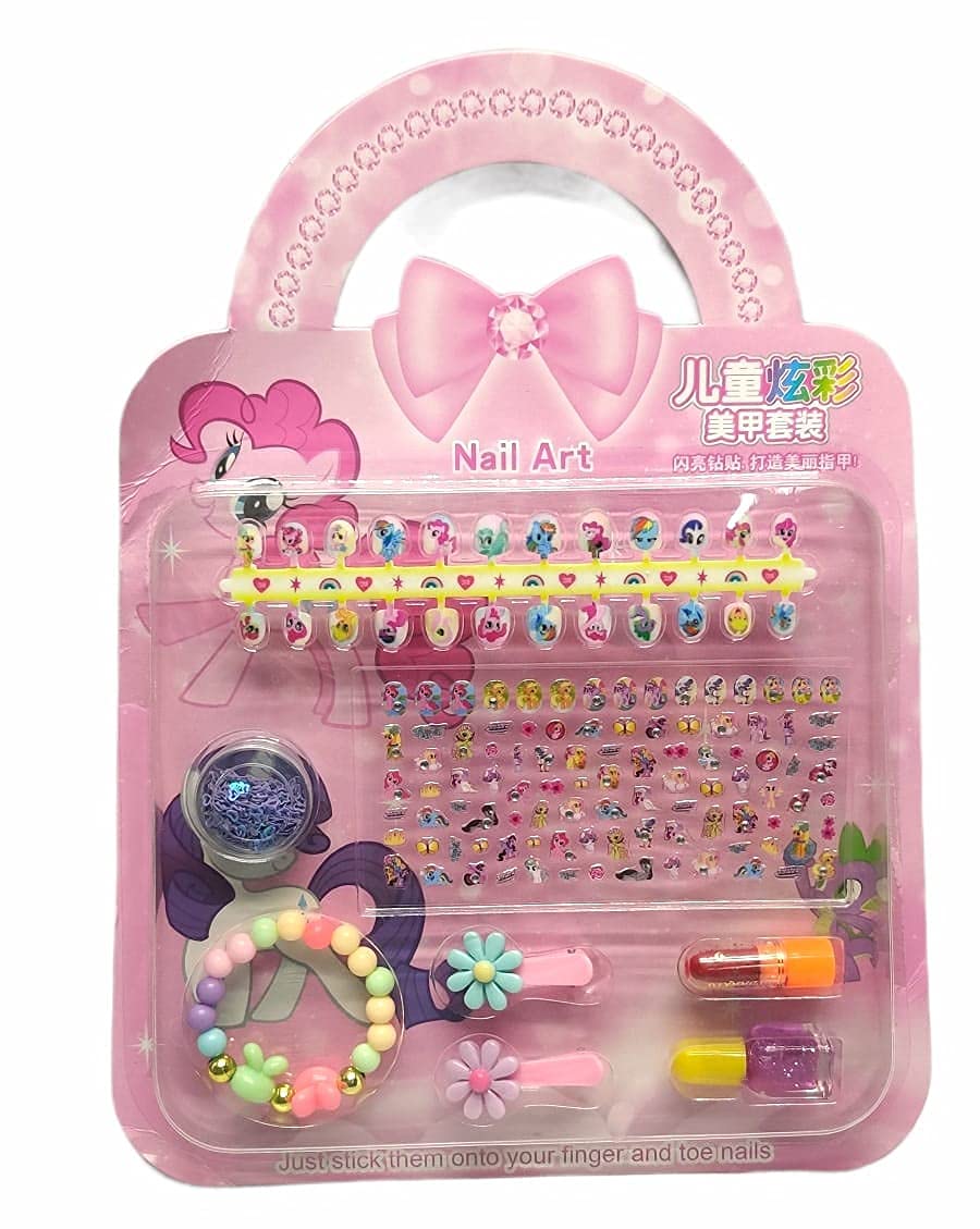Arpit Mart Princess Nail Art Kit for Kids - Non-Toxic Water-Based Press On Nails, Nail Stickers, Polish, Clips & Bracelet Set | Perfect for Birthday Parties, Playdates & Dress-Up Fun