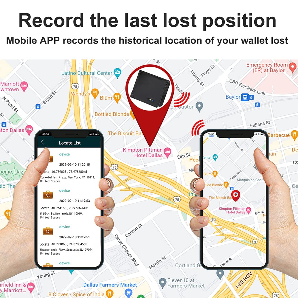 Anti-Lost Bluetooth Wallet Tracker - GPS Tracking via Smartphone | Genuine Cowhide Leather Bifold Men's Wallet | Perfect for Travel, Work & Everyday Carry