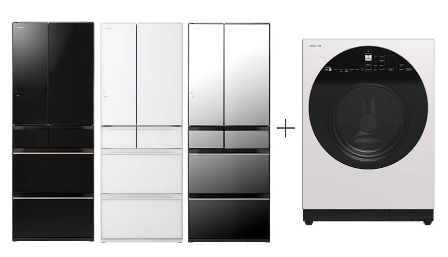 Hitachi R-HW620RS XK/XW/X 416L Multi-Door Refrigerator & BD-D100GV Front Load Washer Dryer Combo with AI Wash Inverter (10kg/7kg) - Smart Home Appliances for Modern Kitchen & Laundry Room