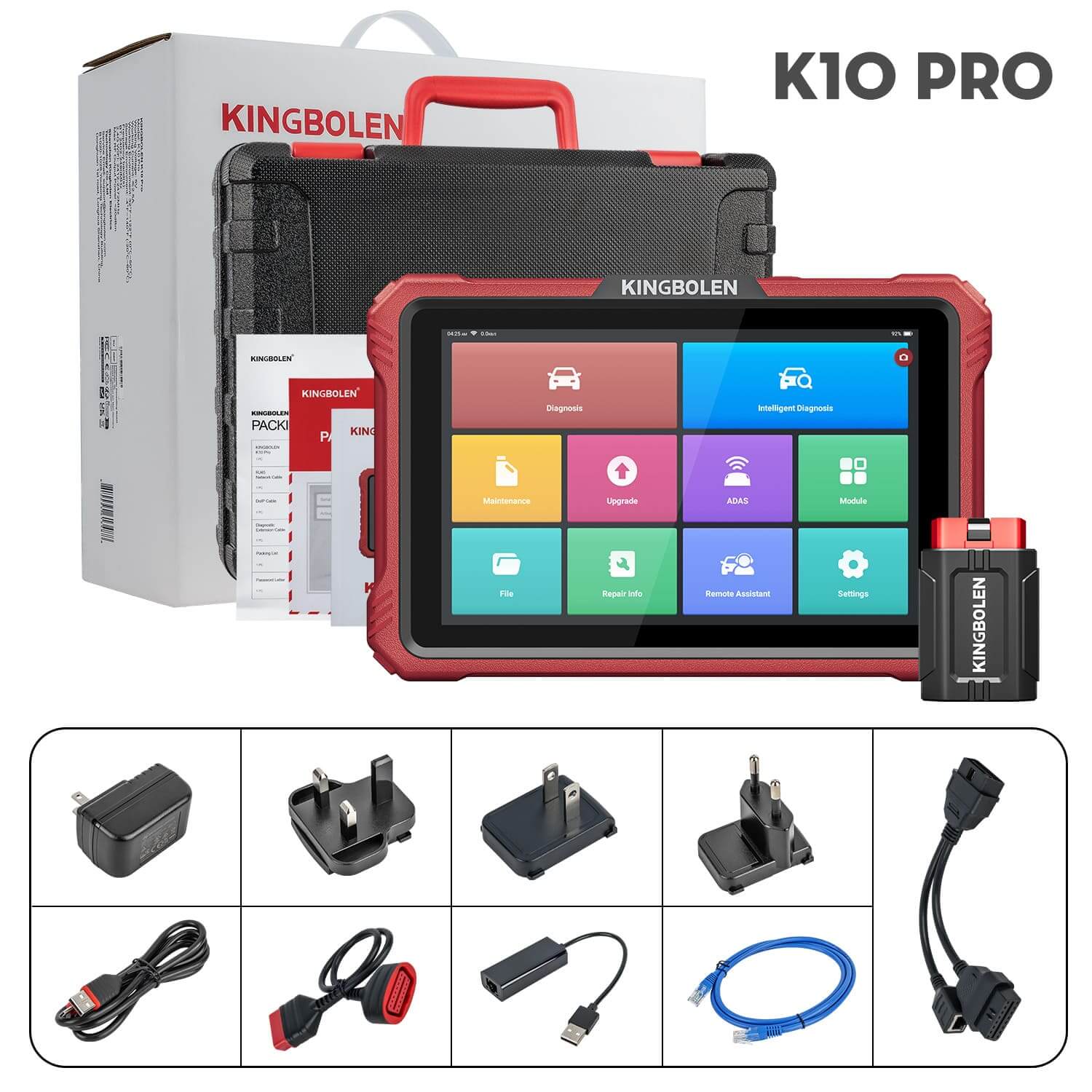 Kingbolen K10 PRO CANFD & DoIP Bluetooth OBD2 Scanner - 40+ Resets, All System Car Diagnostic Tool with ECU Coding & Active Test Guide - Perfect for Mechanics, DIY Car Enthusiasts & Auto Repair Shops