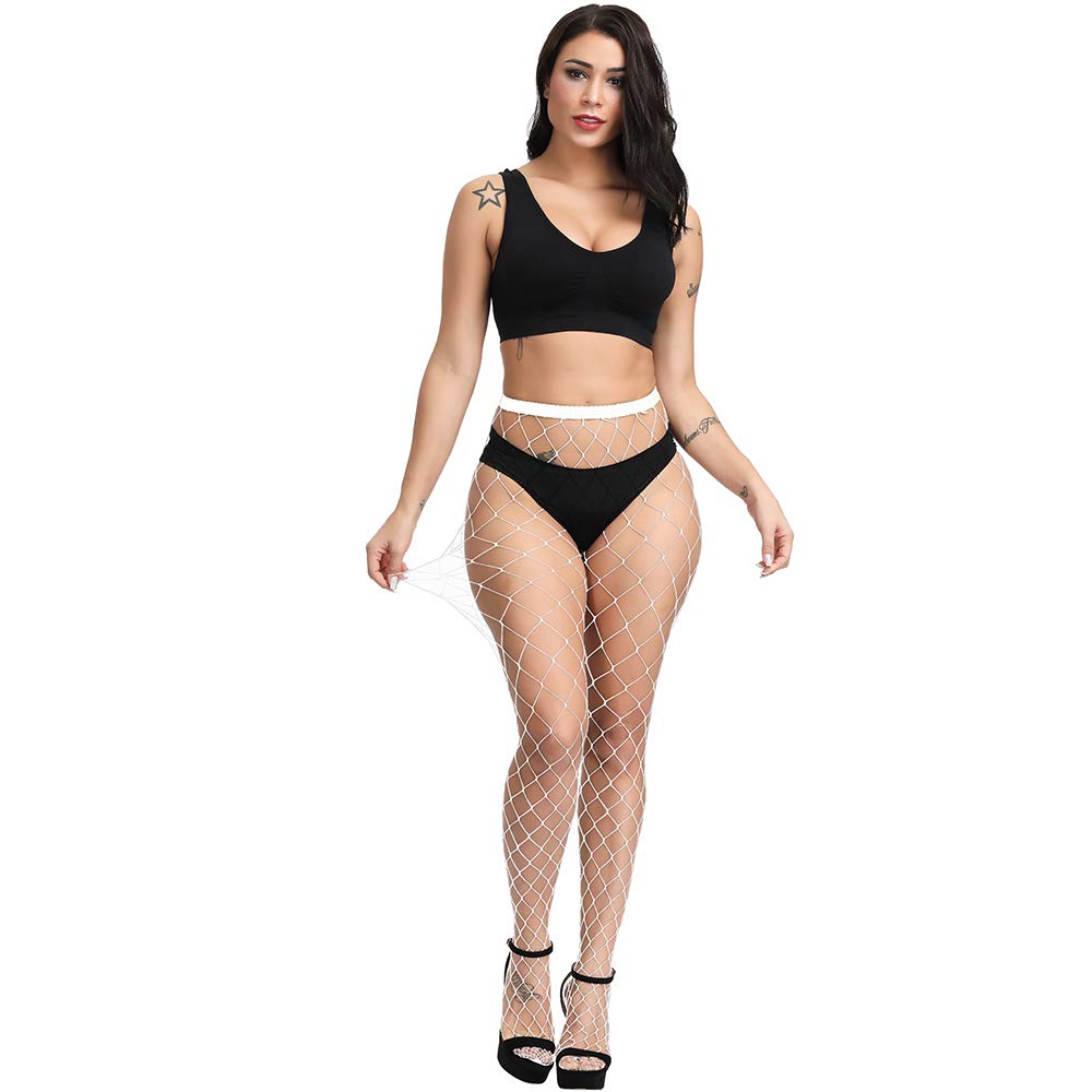 CozyWow Women's High Waist Fishnet Tights - Soft Stretchy Footed Stockings with 10+ Color Options | Perfect for Halloween Costumes, Parties & Fashion Outfits