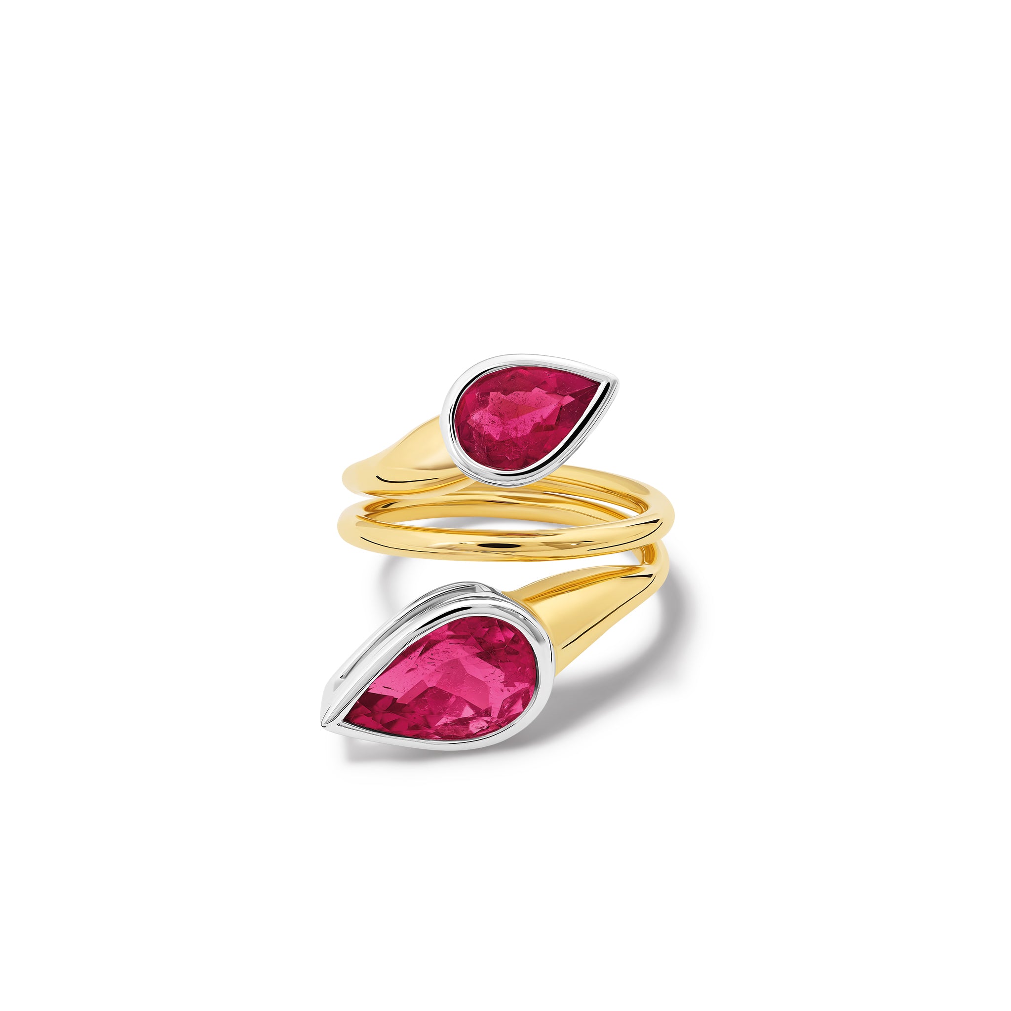 18ct Yellow & White Gold Nicoline Ring with Pink Tourmaline - Elegant Jewelry for Weddings, Anniversaries & Special Occasions