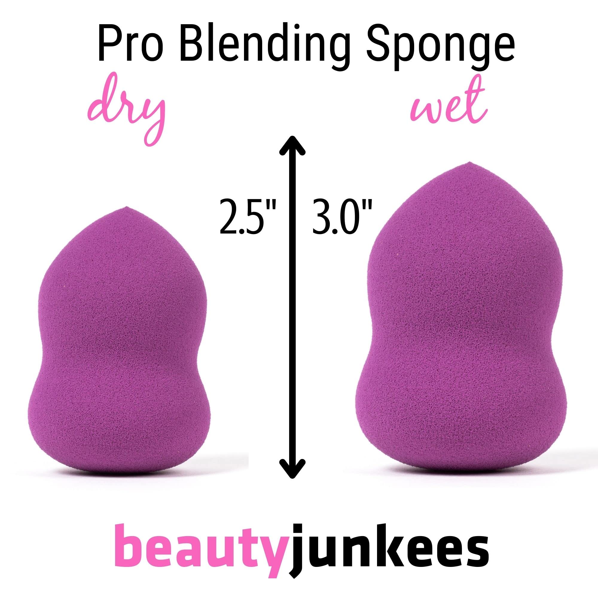 Beauty Junkees Makeup Sponge Blender – Purple Pear Foundation Sponge for Liquid, Cream & Powder | Latex-Free Cosmetic Blender for Wet & Dry Application | Perfect for Professional Makeup & Everyday Beauty Routine