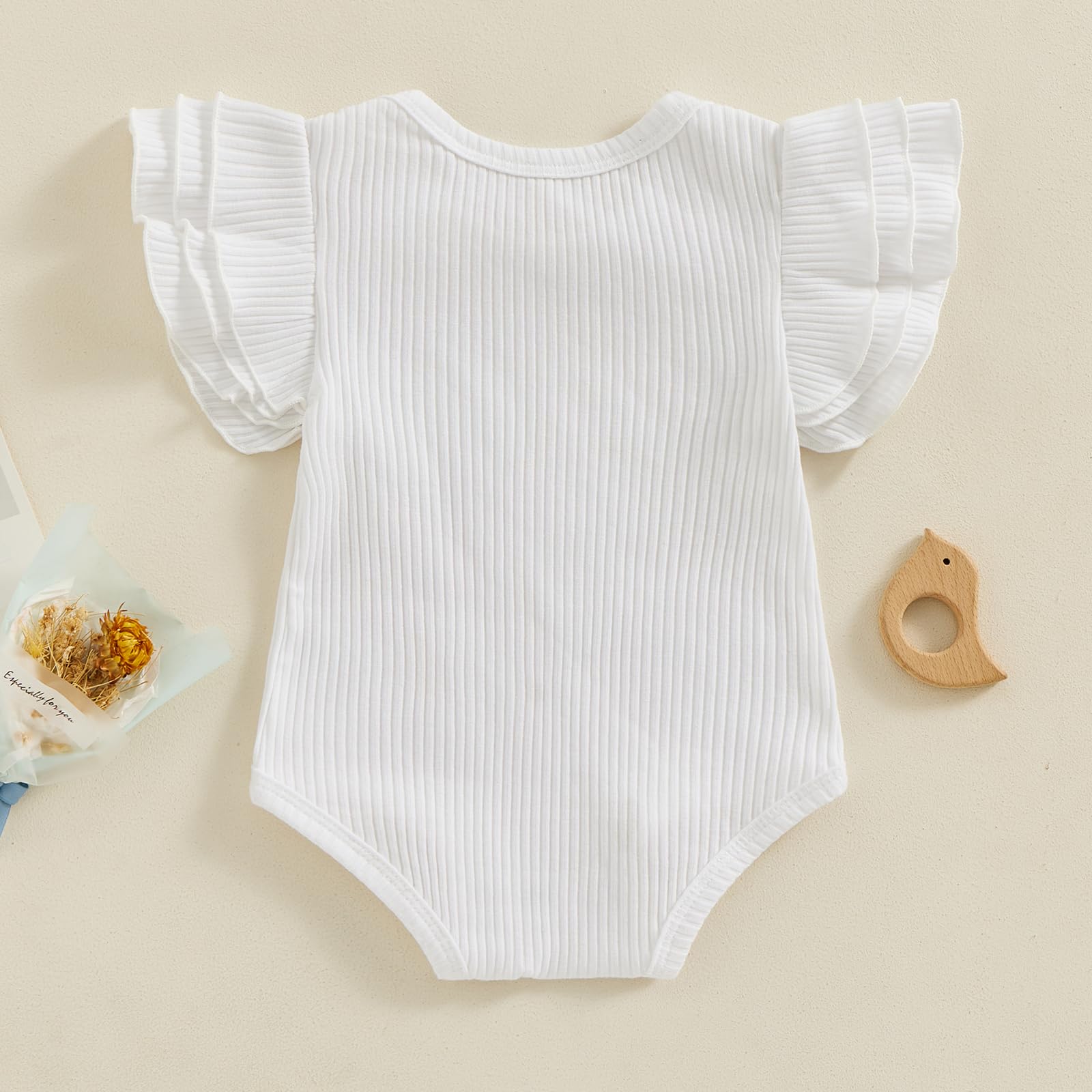 Adorable Baby Girl Summer Romper - Soft Rib Knit Ruffle Short Sleeve Bodysuit for Newborns & Infants | Perfect for Playdates, Beach Outings & Family Photos
