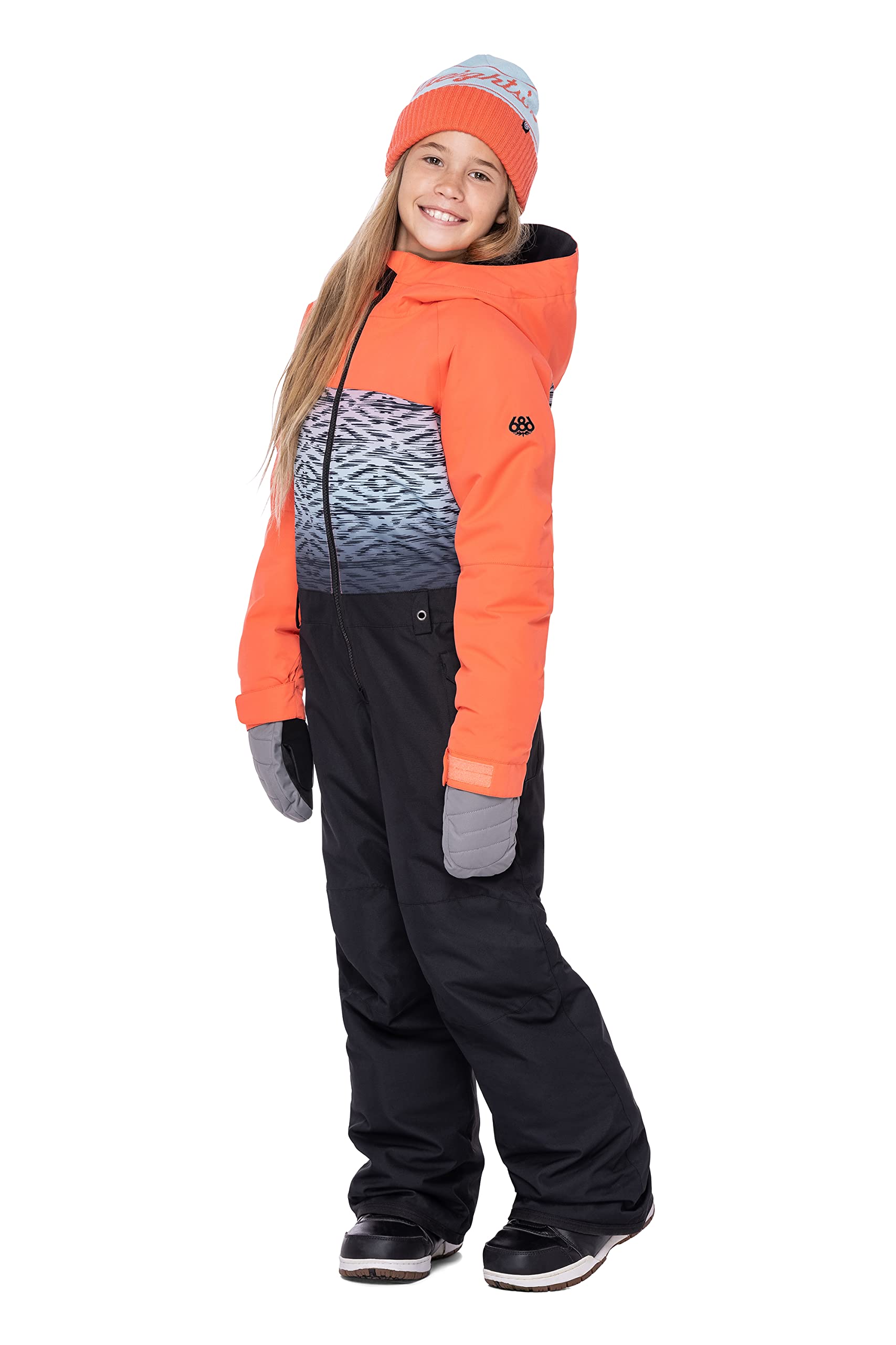 686 Girls' Shine Insulated Snowsuit - Waterproof Winter One-Piece with Helmet-Compatible Hood & Boot Gaiters - Cold Weather Gear for Skiing, Snowboarding & Outdoor Play
