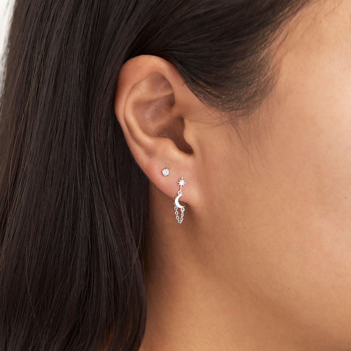 Fallen Sky Chained Stud Earrings - Punk Gothic Jewelry for Women - Perfect for Parties, Concerts & Alternative Fashion