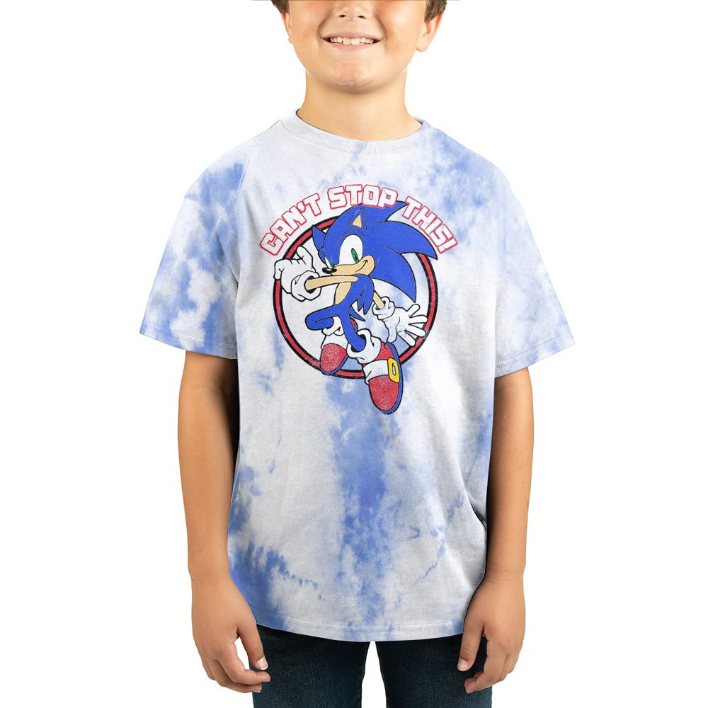 Sonic The Hedgehog Video Game T-Shirt for Boys - Blue Cloud Wash Graphic Tee | Casual Wear, Gaming Outfit & Fan Merchandise