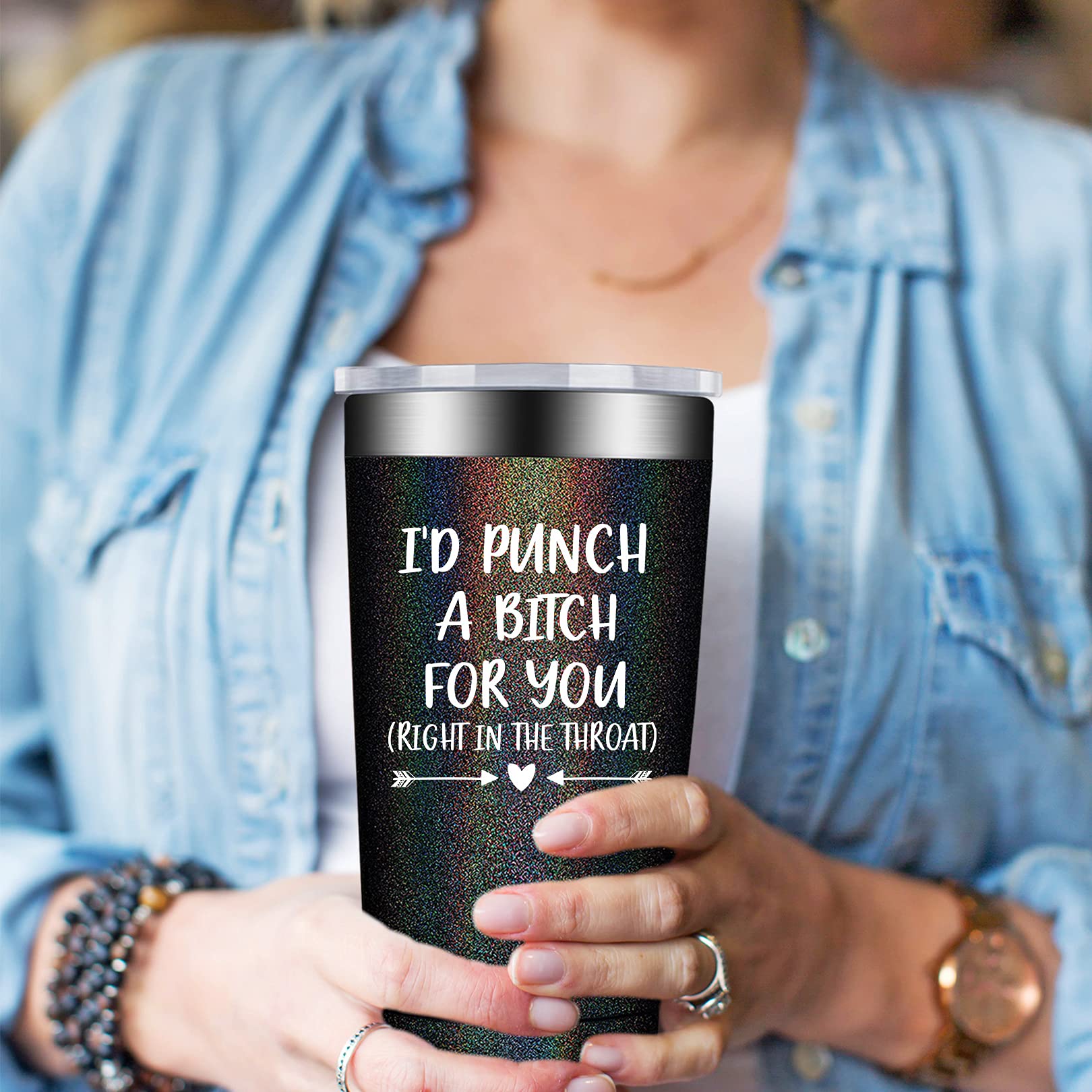 BIRGILT 'I'd Punch A B for You' Tumbler - Best Friend Gift for Women, Mom, Sister - Birthday, Friendship, Administrative Professional Day Present - Coworker Gift for Female - Insulated Travel Mug for Coffee, Tea & Office Use