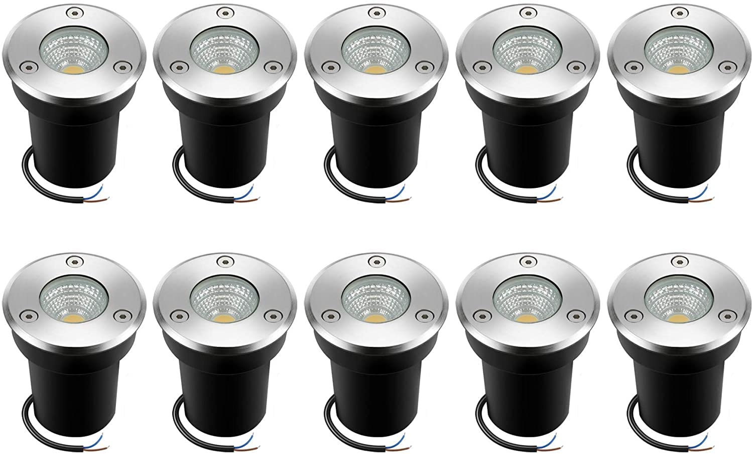 Junview 10Pack LED Landscape Lights - 6W 12V-24V Low Voltage Ground Lights, IP67 Waterproof Outdoor Lighting for Garden, Backyard, Driveway, Pathway (Warm White) | Perfect for Landscape Decoration, Patio Ambiance & Nighttime Safety