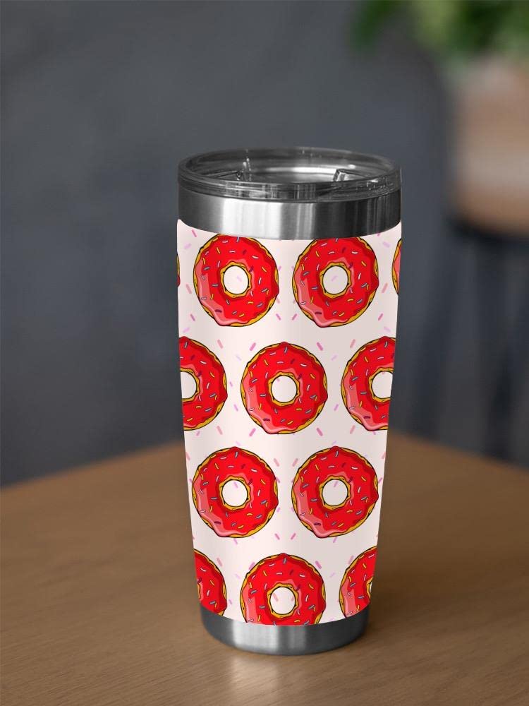 Insulated Glazed Donuts Tumbler - 20oz Stainless Steel Travel Mug with Lid & Straw - Cute Unisex Coffee Cup for Office, Gym & Outdoor Activities