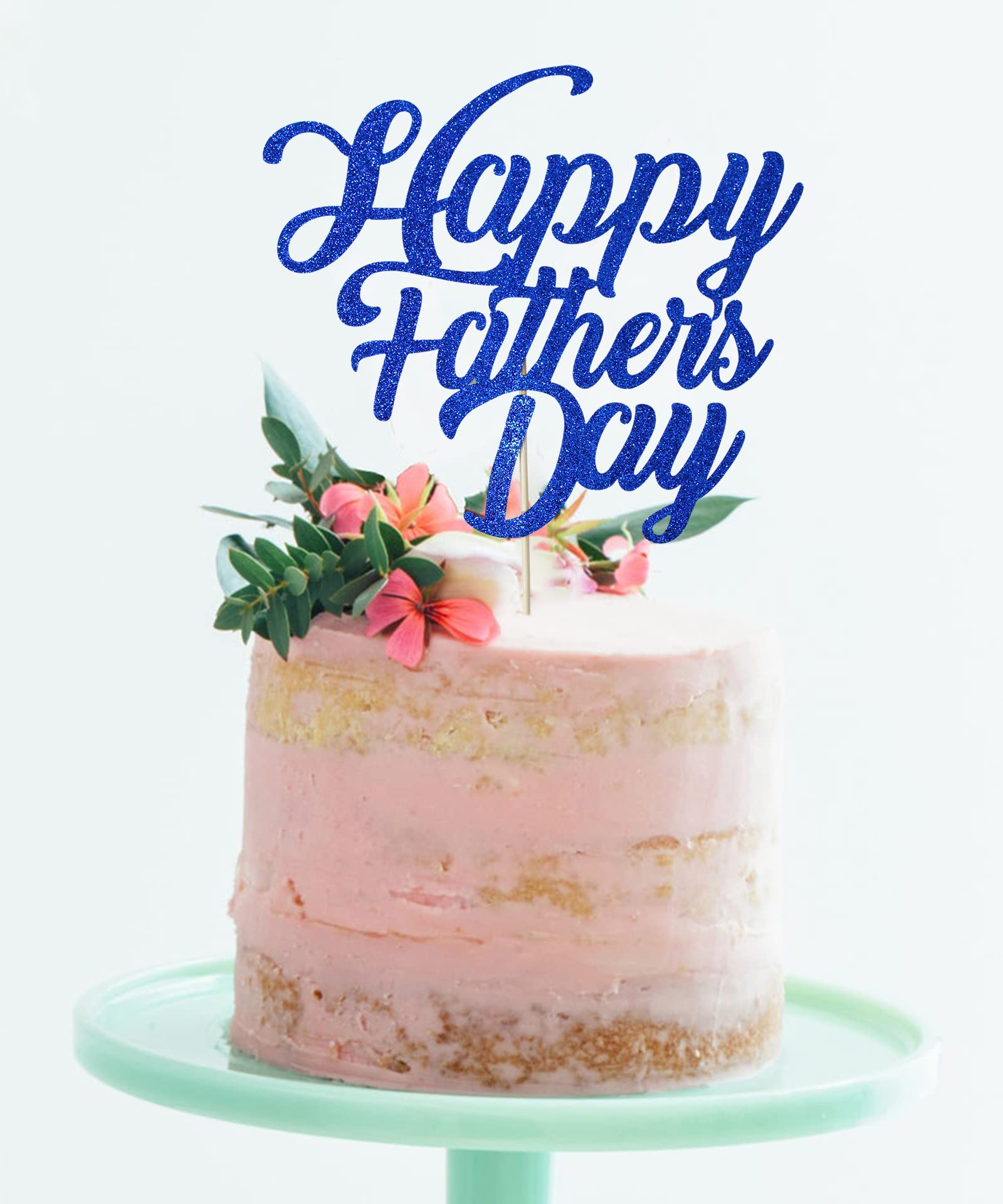 Blue Glitter Cake Topper for Father's Day - Happy Father's Day Cake Decoration - Perfect for Birthday Parties, Anniversary Celebrations & Special Occasions
