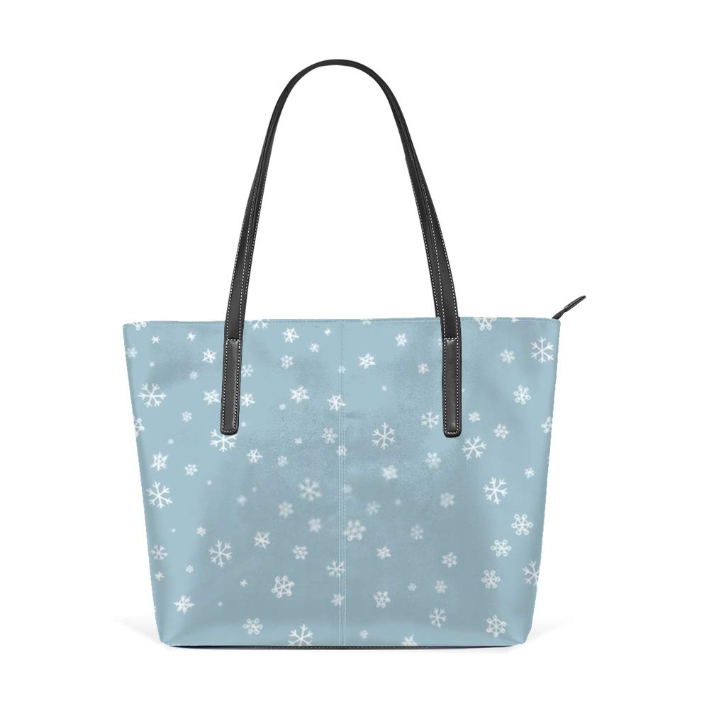 Stylish Large PU Leather Tote Bag for Women - Winter Snowflake Design Work Handbag, Durable Casual Shopper Bag for Office, Travel & Daily Use