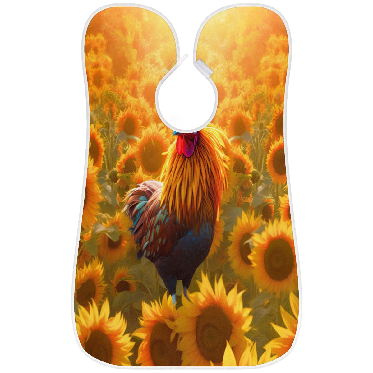 Rooster Flowers Sunflower Beard Shaving Bib for Men - Waterproof Hair Dye Apron & Barber Cape for Haircut, Beard Trimming & Makeup - Sink Hair Catcher & Styling Tool - Perfect Gift for Barbers & Grooming Enthusiasts (Great for Home Salon, Barber Shops & DIY Grooming Sessions)