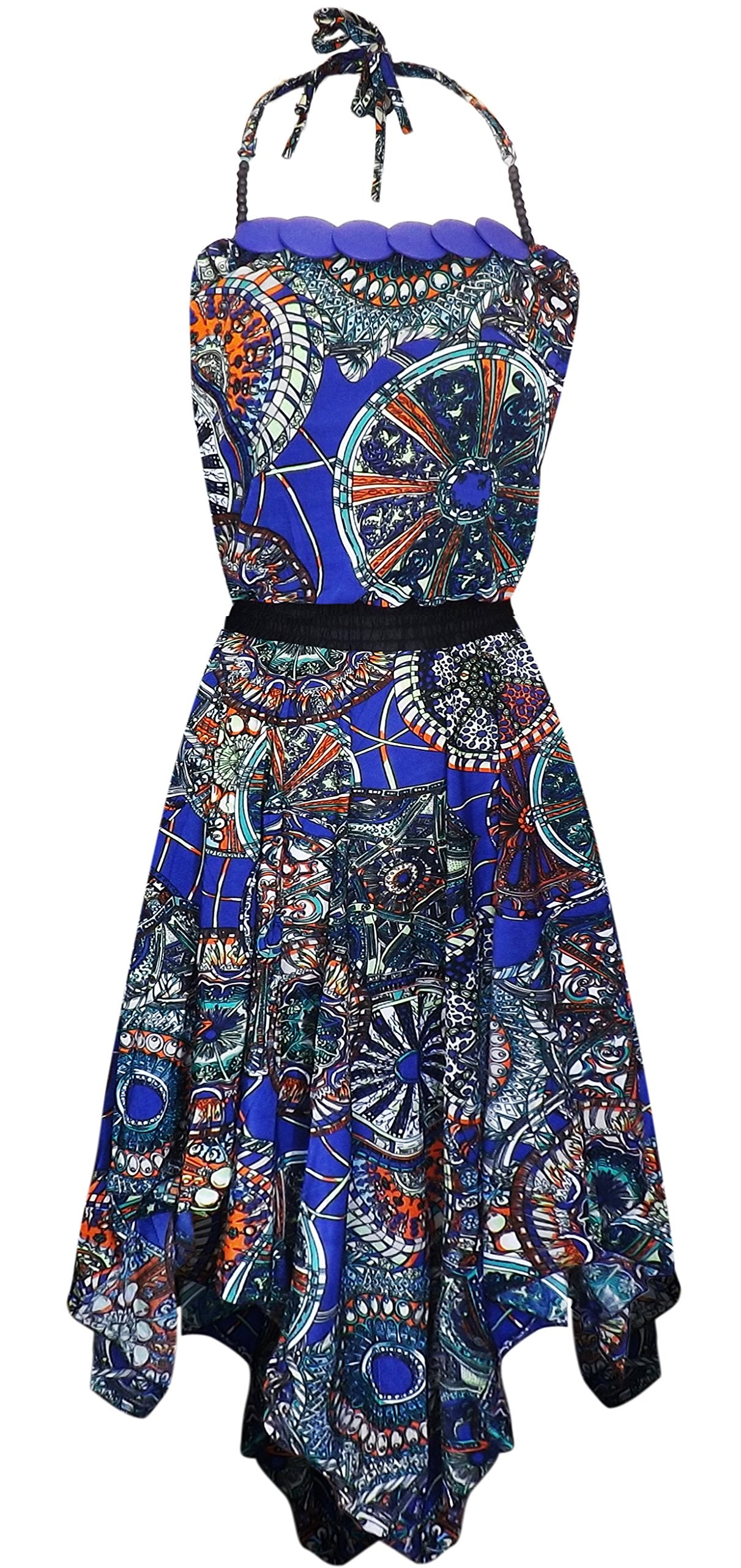 Women's Boho Loose Fit Dress - Multicolor Flowy Handkerchief Hem Top for Casual Wear, Beach & Summer Outfits