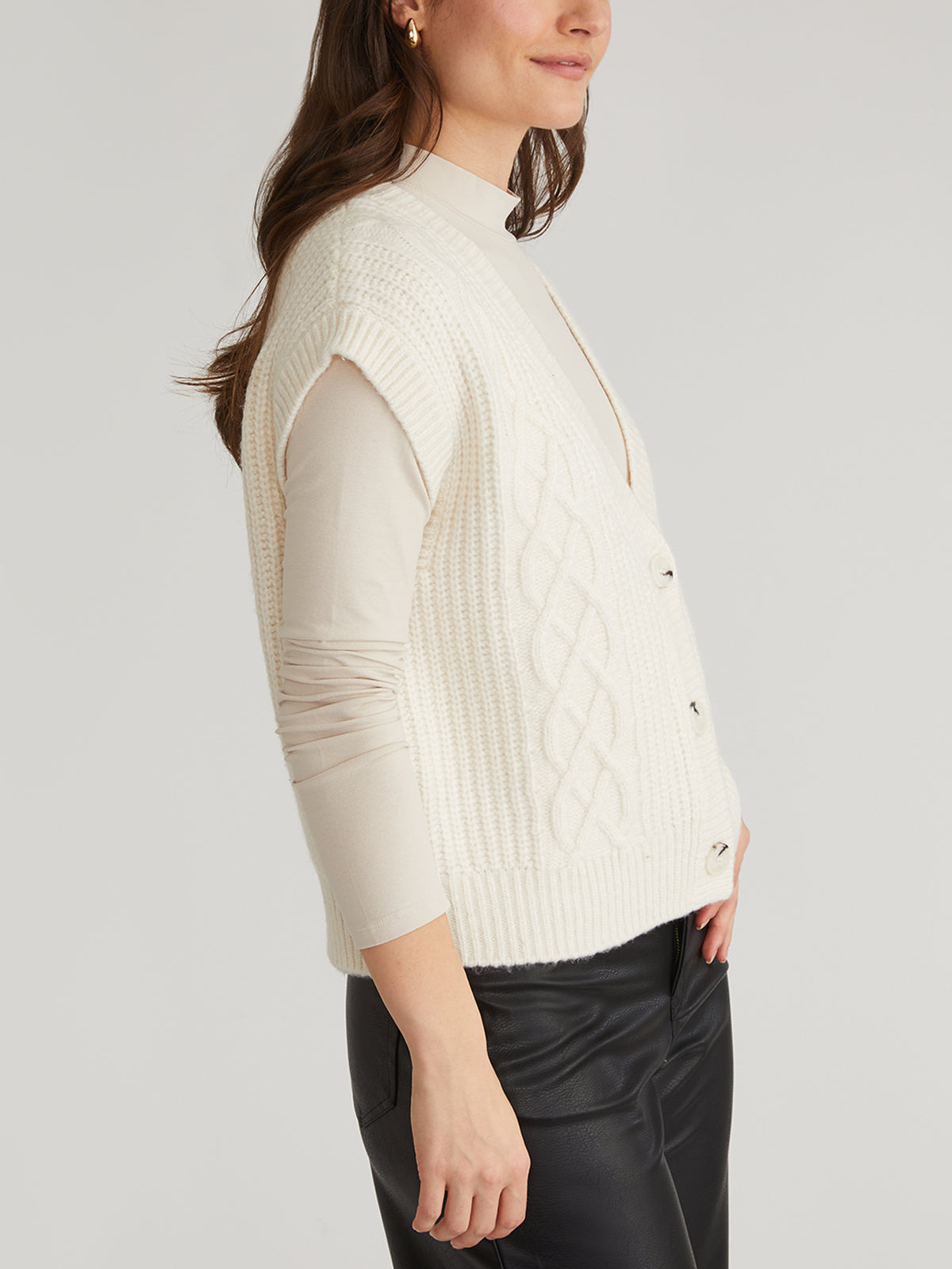Paige Button Front Cable Knit Vest for Women | Cozy Winter Layering Piece | Perfect for Office, Casual Outfits & Fall Fashion