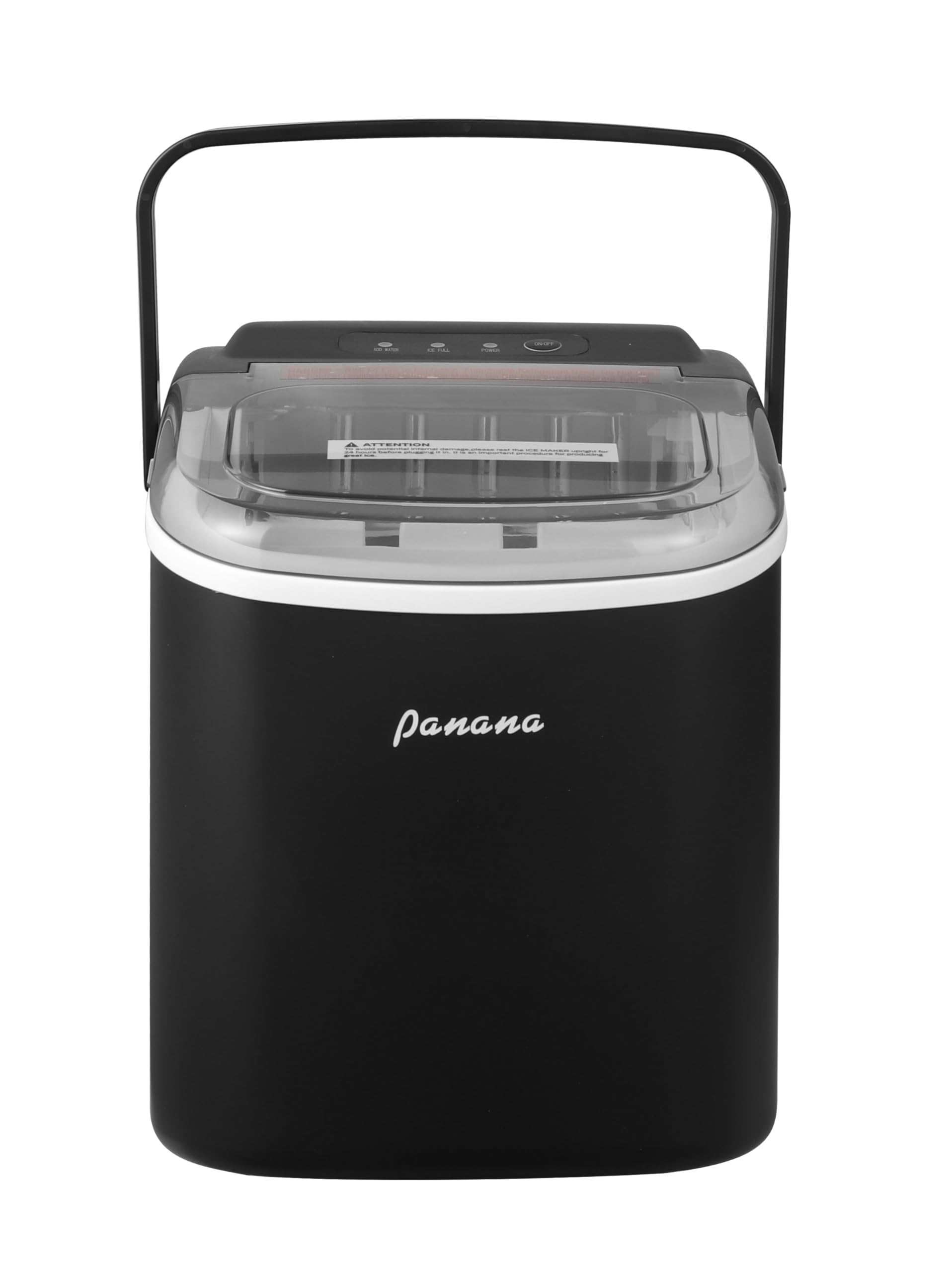 Panana Countertop Ice Maker Machine - Portable Automatic Ice Cube Maker for Home, Office & Parties - Makes 9 Ice Cubes in 7 Minutes - Low Noise Operation with Handle, Scoop & Basket (Black) - Perfect for Cocktails, Iced Coffee & Outdoor Events