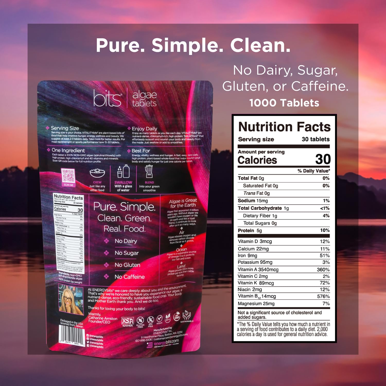 VITALITYbits Organic Spirulina & Chlorella Tablets - Algae Superfood for Energy, Beauty & Wellness - Vegan, Keto, Gluten-Free Supplement - 1000 Tablets - Perfect for Smoothies, Detox & Daily Nutrition Boost