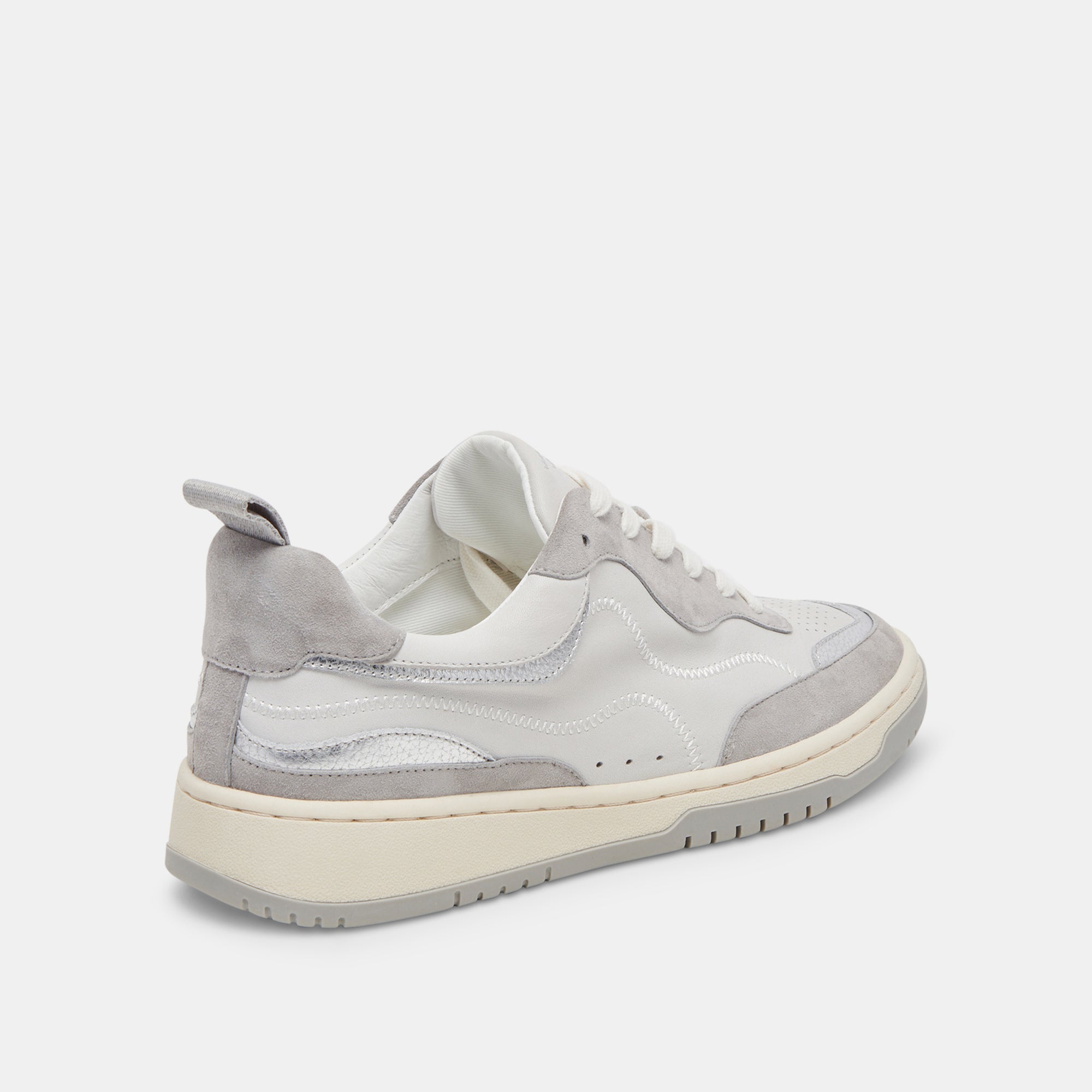 ADELLA White & Grey Leather Sneakers for Women - Comfortable Casual Walking Shoes for Work, Travel & Everyday Wear